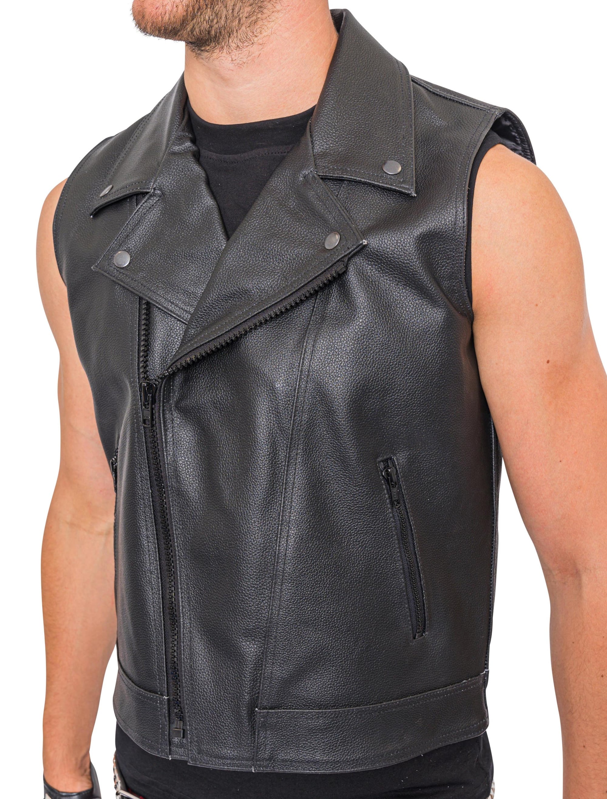 Lederweste Punker Herren schwarz XS