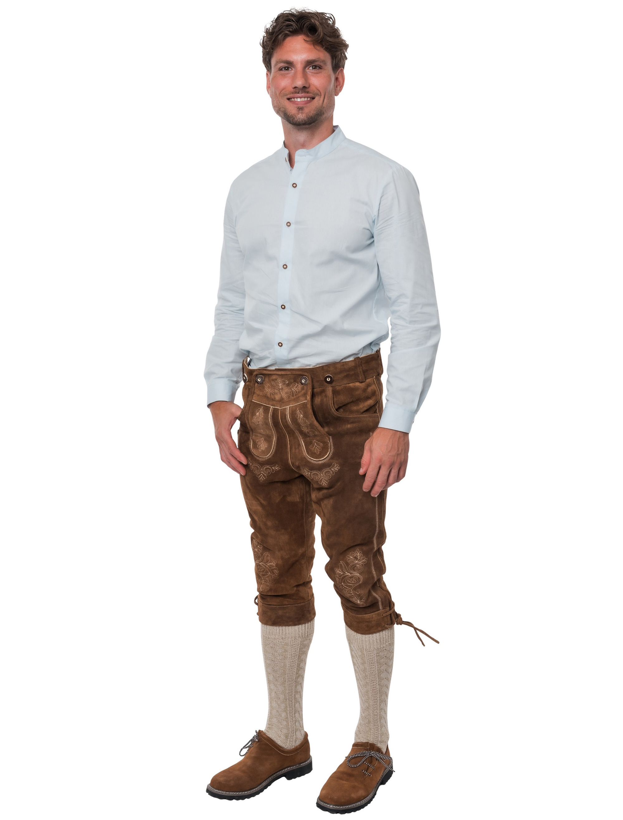 Lederhose Josef 3/4 lang Herren dunkelbraun L