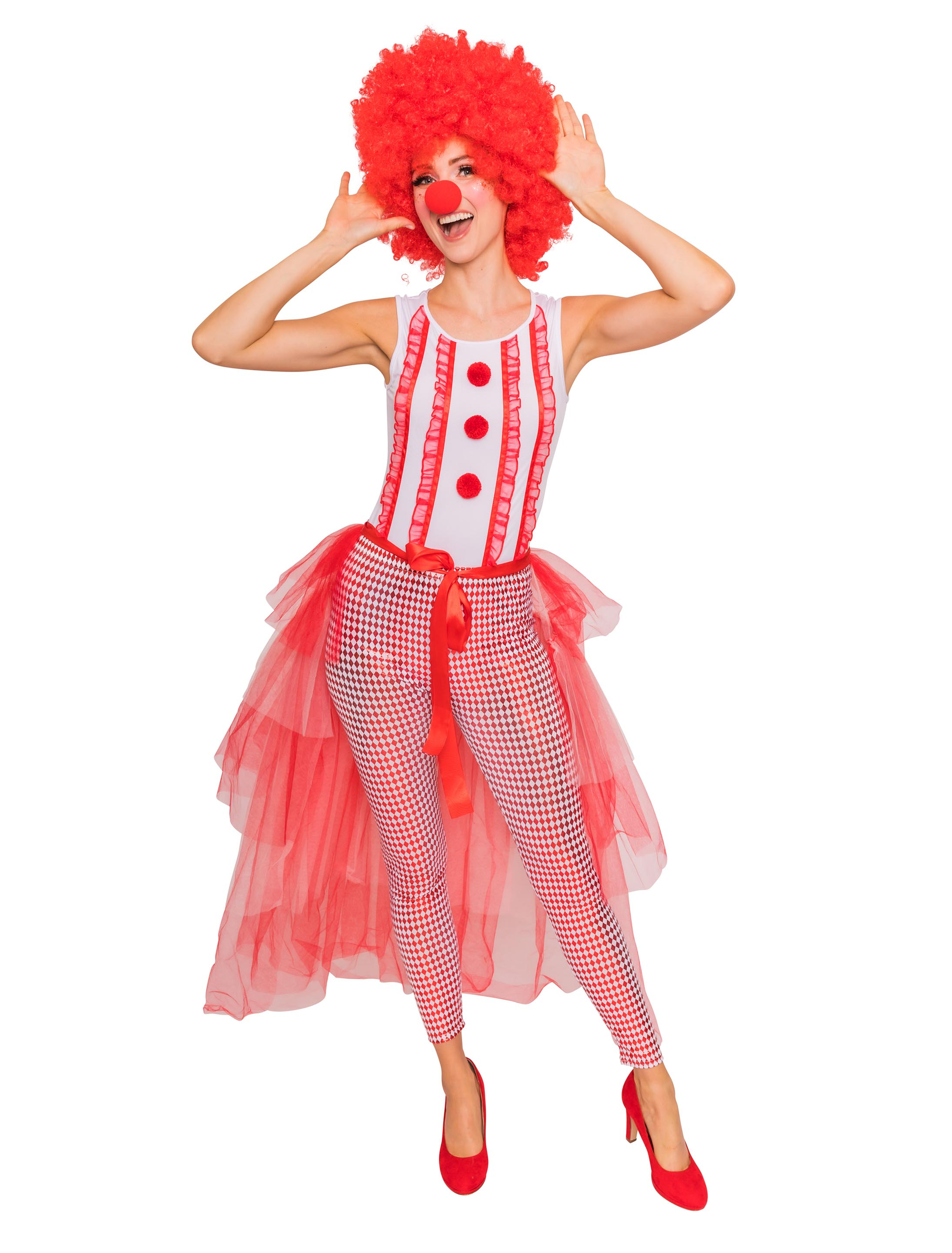 Body Clown Damen rot/weiß XS