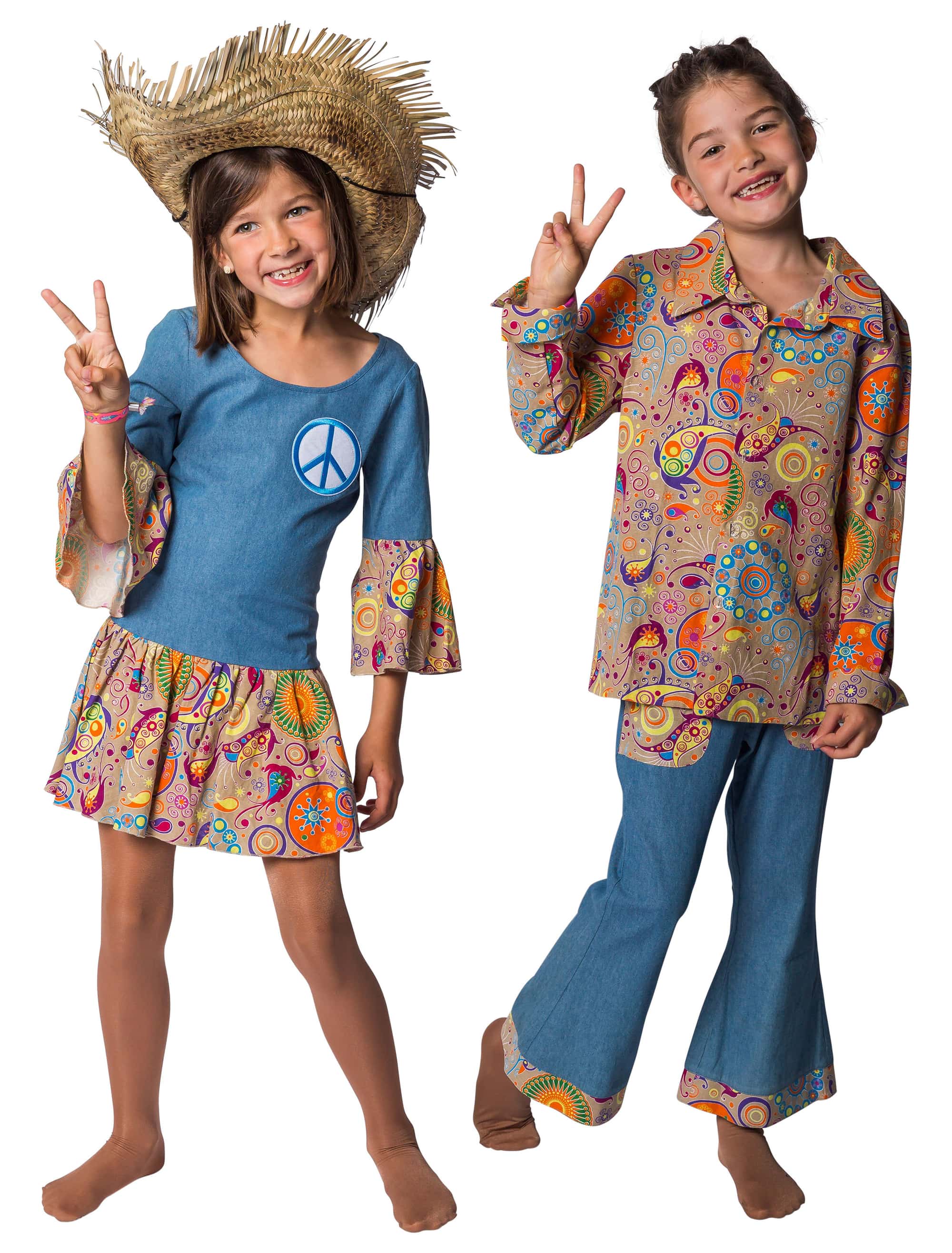 Hemd Flower Power Kinder Jungen beige 140