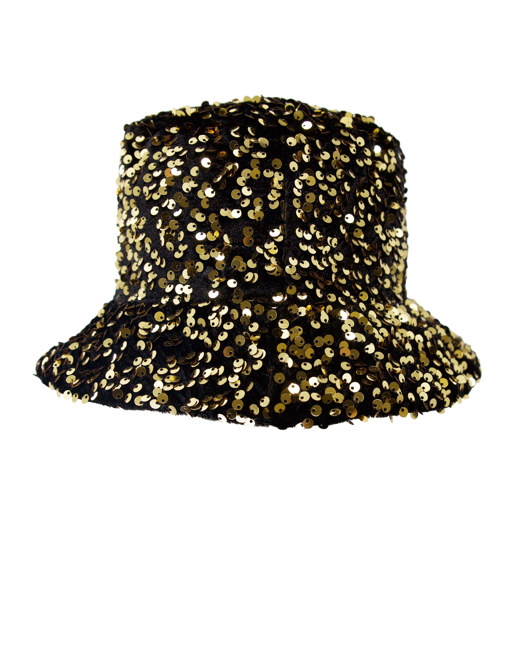 Fischerhut mit Pailletten wendbar schwarz/gold one size