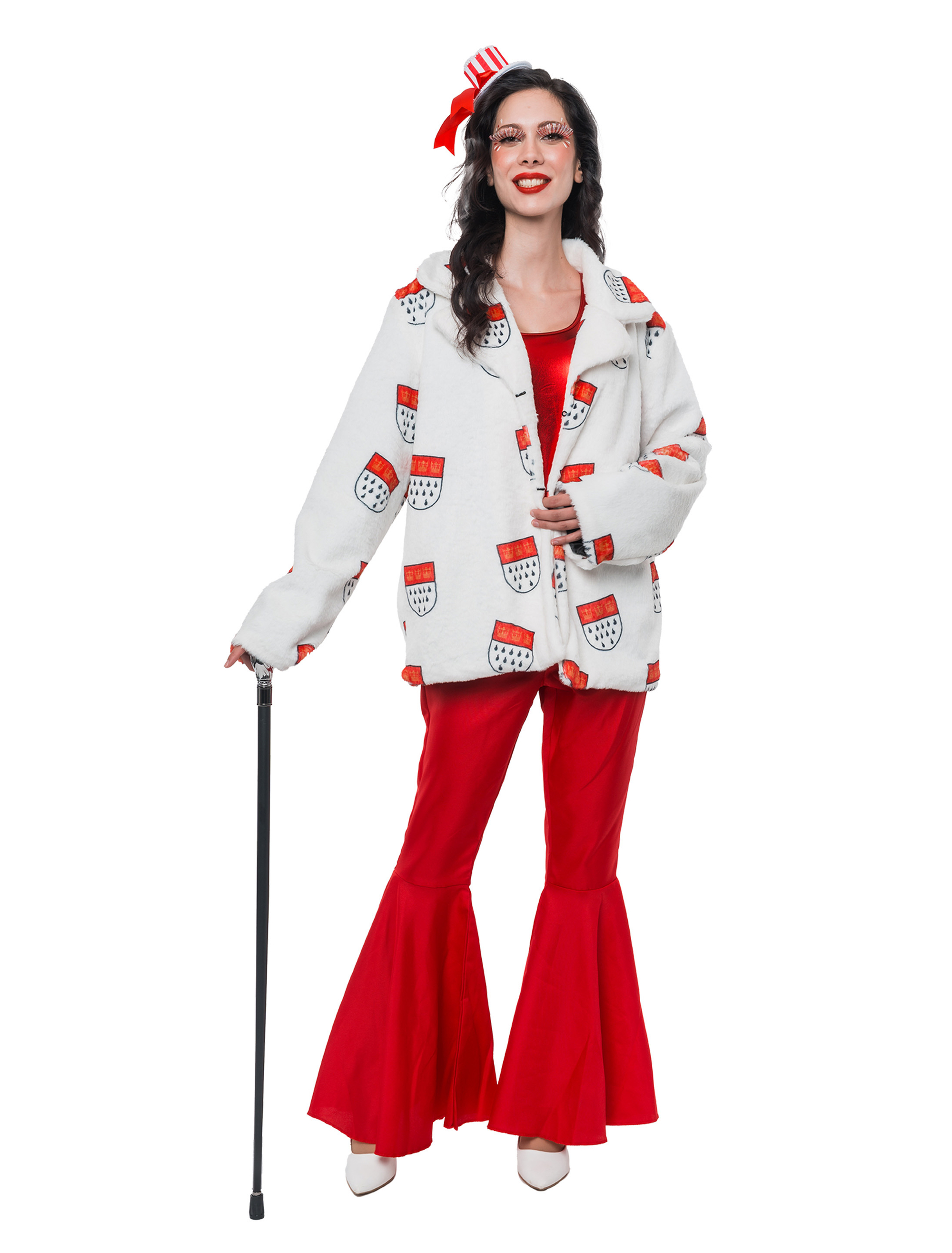 Jacke Kunstfell Kölle Damen weiß/rot L/XL