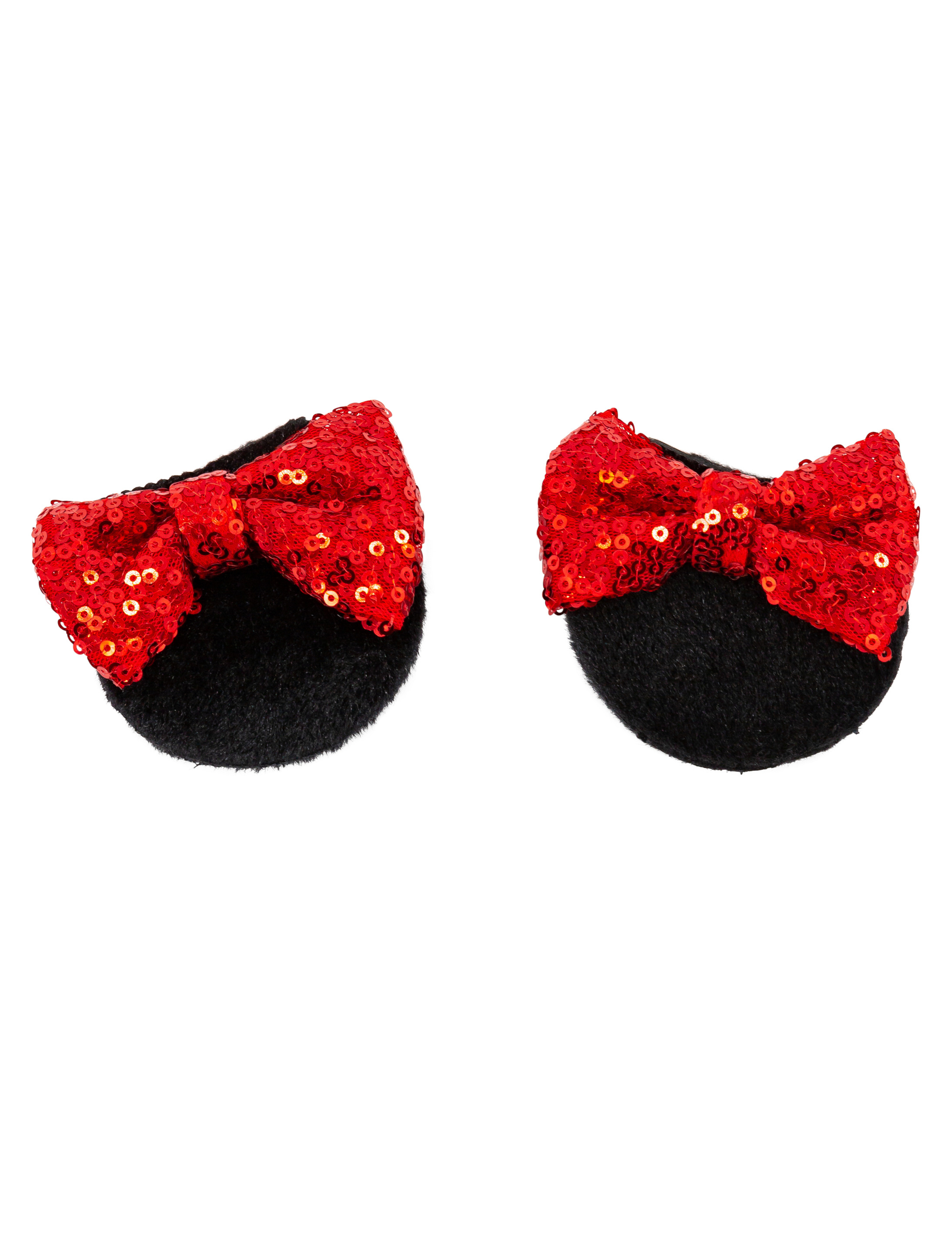 Haarclips Maus mit Schleife Pailletten rot
