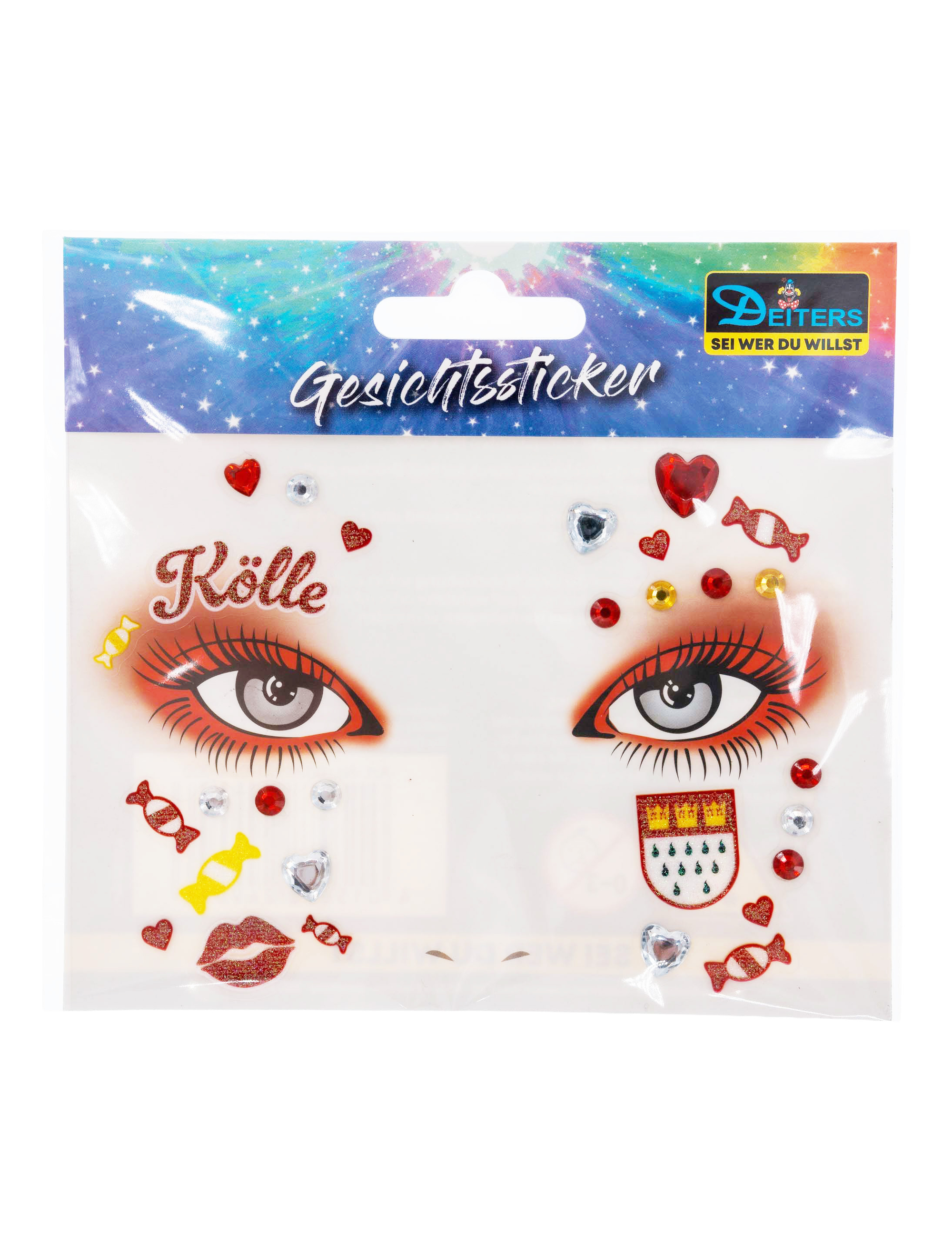 Gesichtssticker Kölle rot/weiß