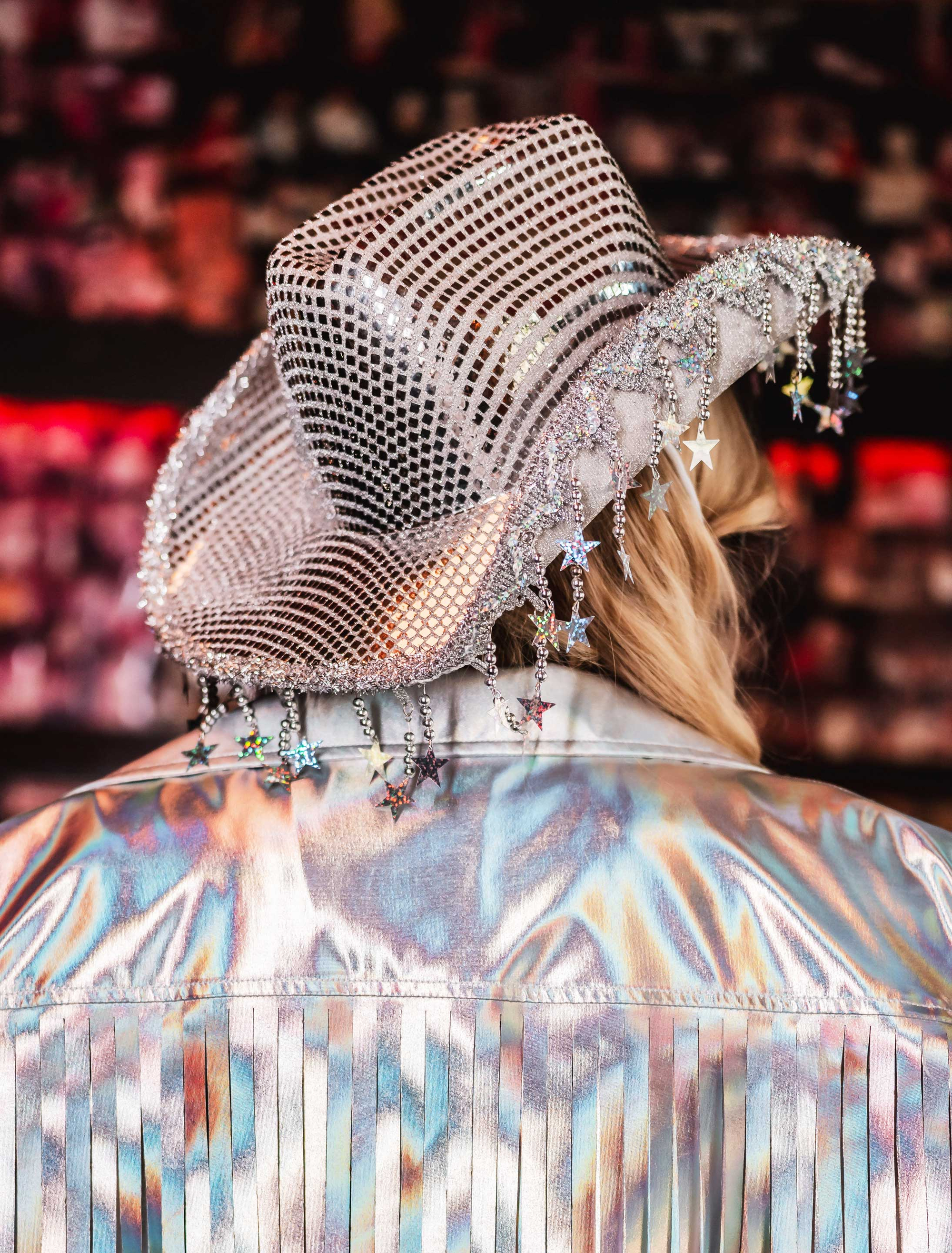 Cowgirlhut Metallic mit Sternenfransen silber 58