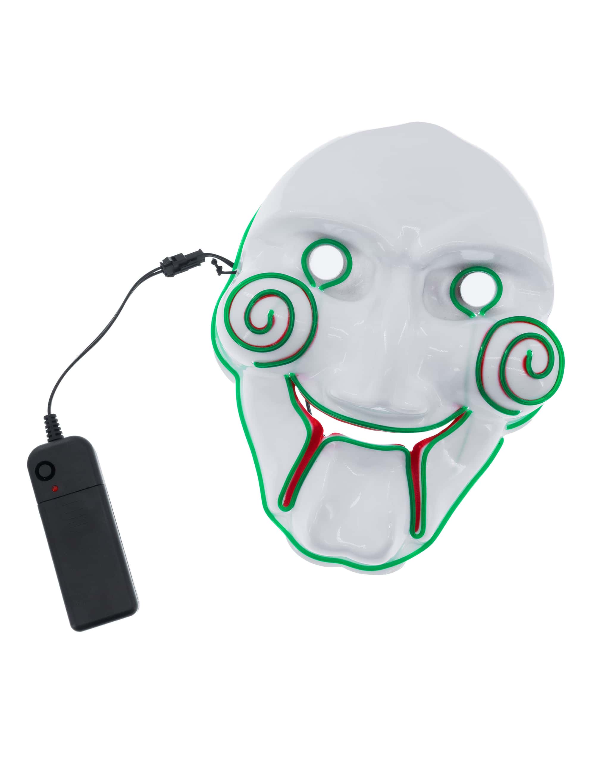 LED Maske Gruselpuppe weiß/grün