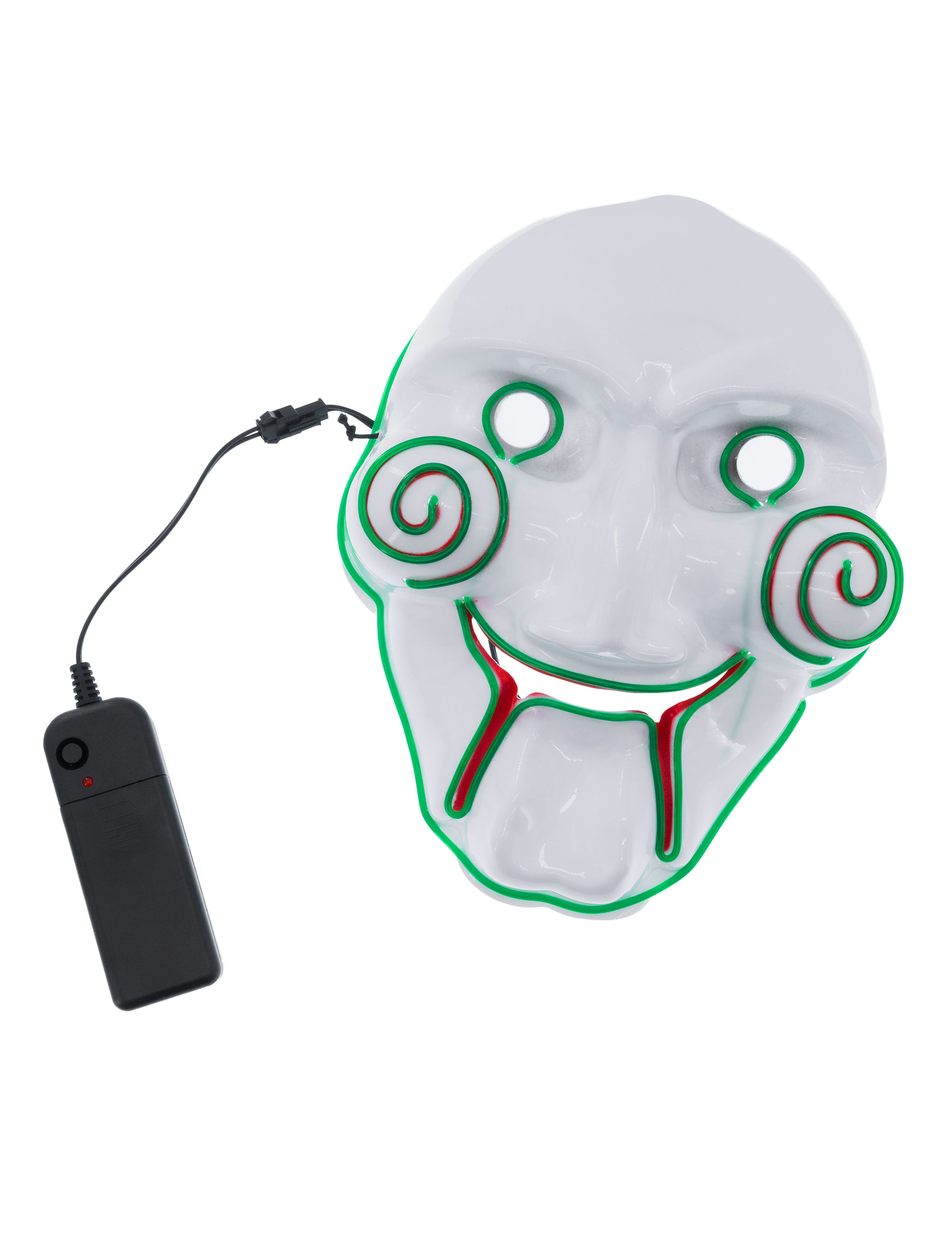 LED Maske Gruselpuppe weiß/grün