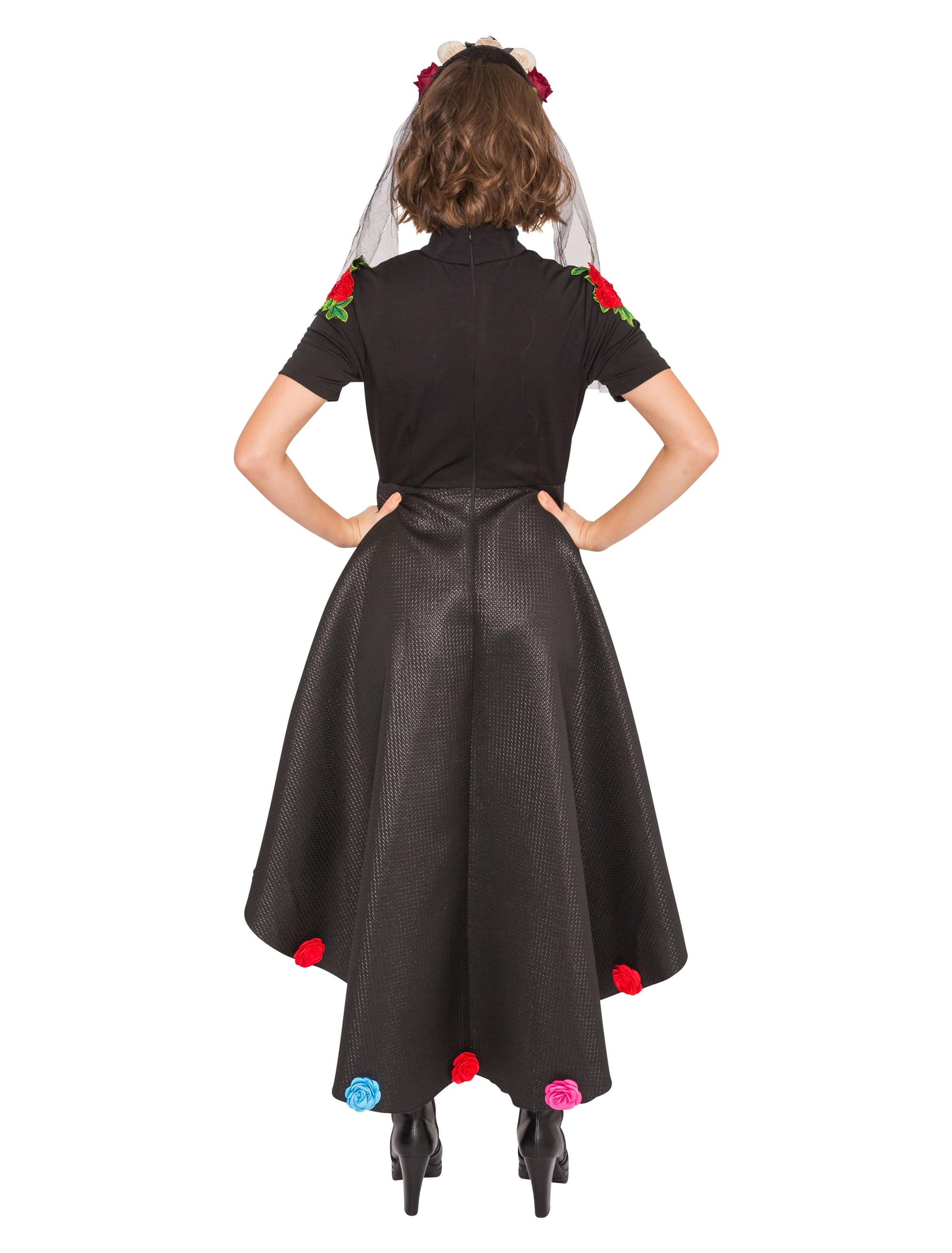 Kleid Dia de los Muertos Damen schwarz/rot M