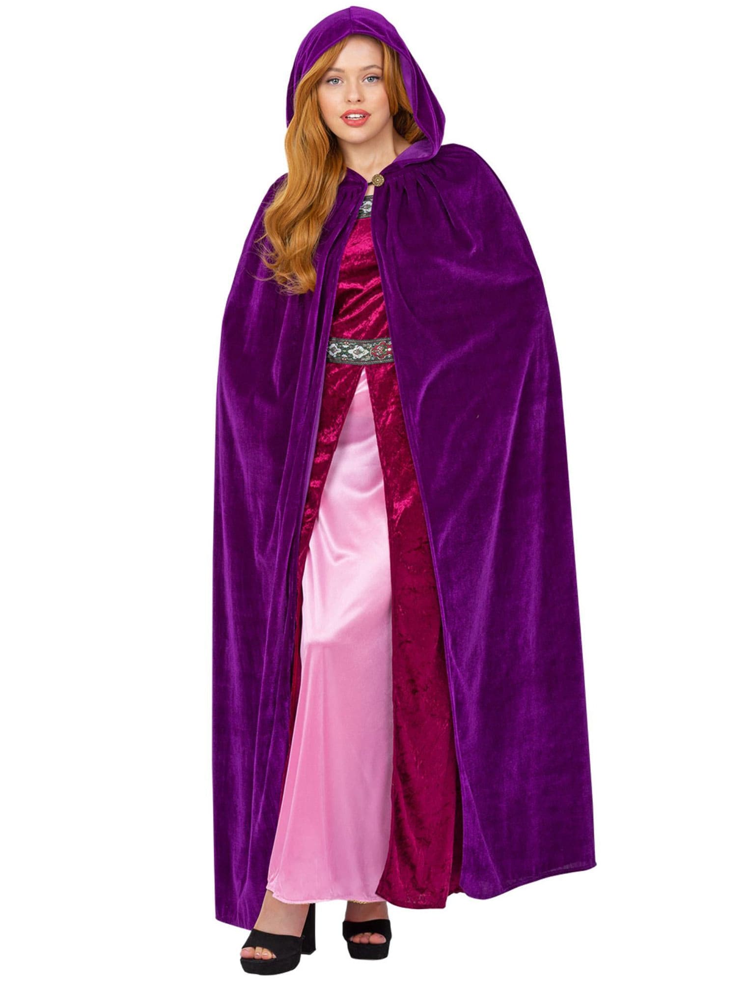 Cape mit Kapuze Samt lila one size