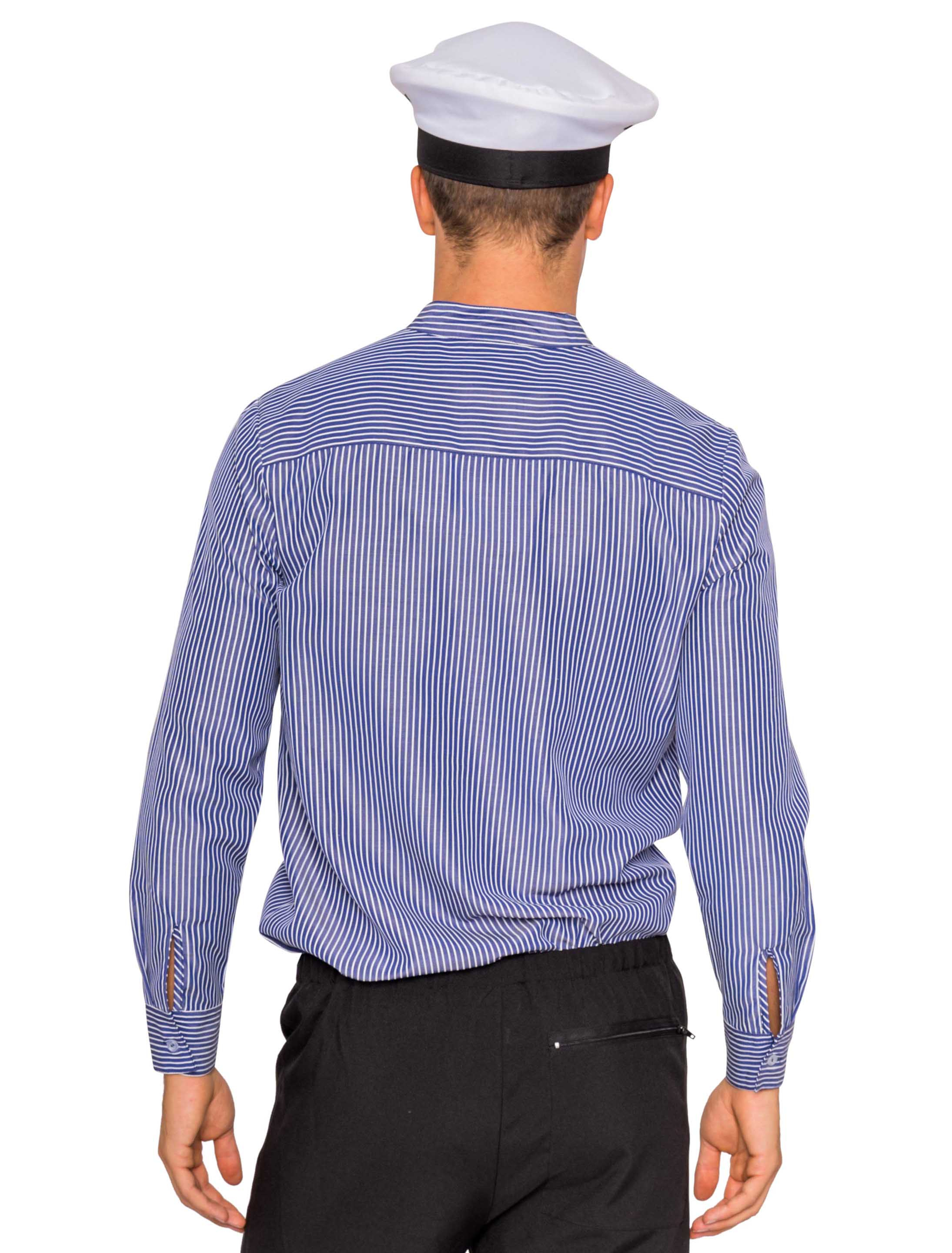 Fischerhemd gestreift Herren weiß/blau S