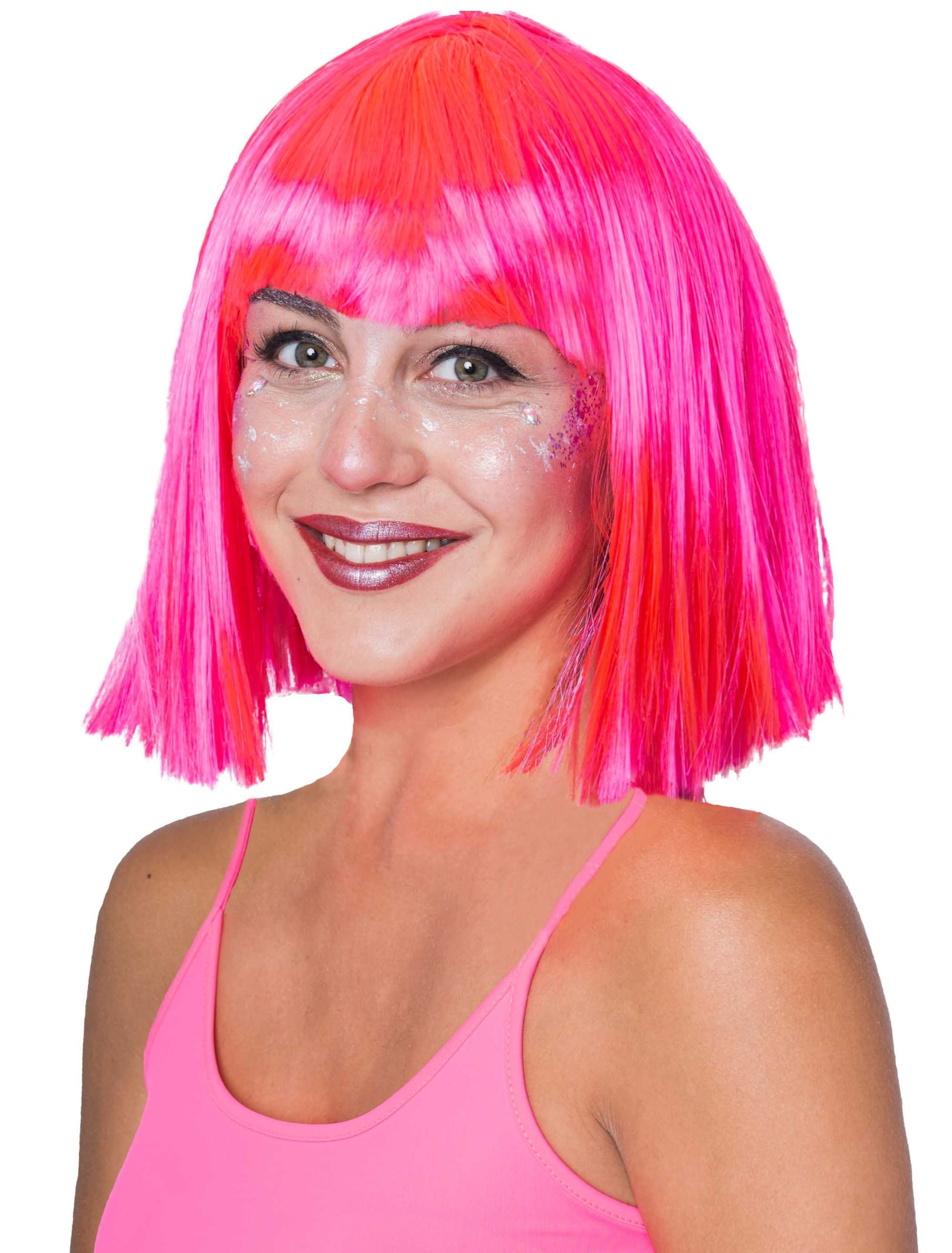 Perücke Pagenkopf neonpink one size
