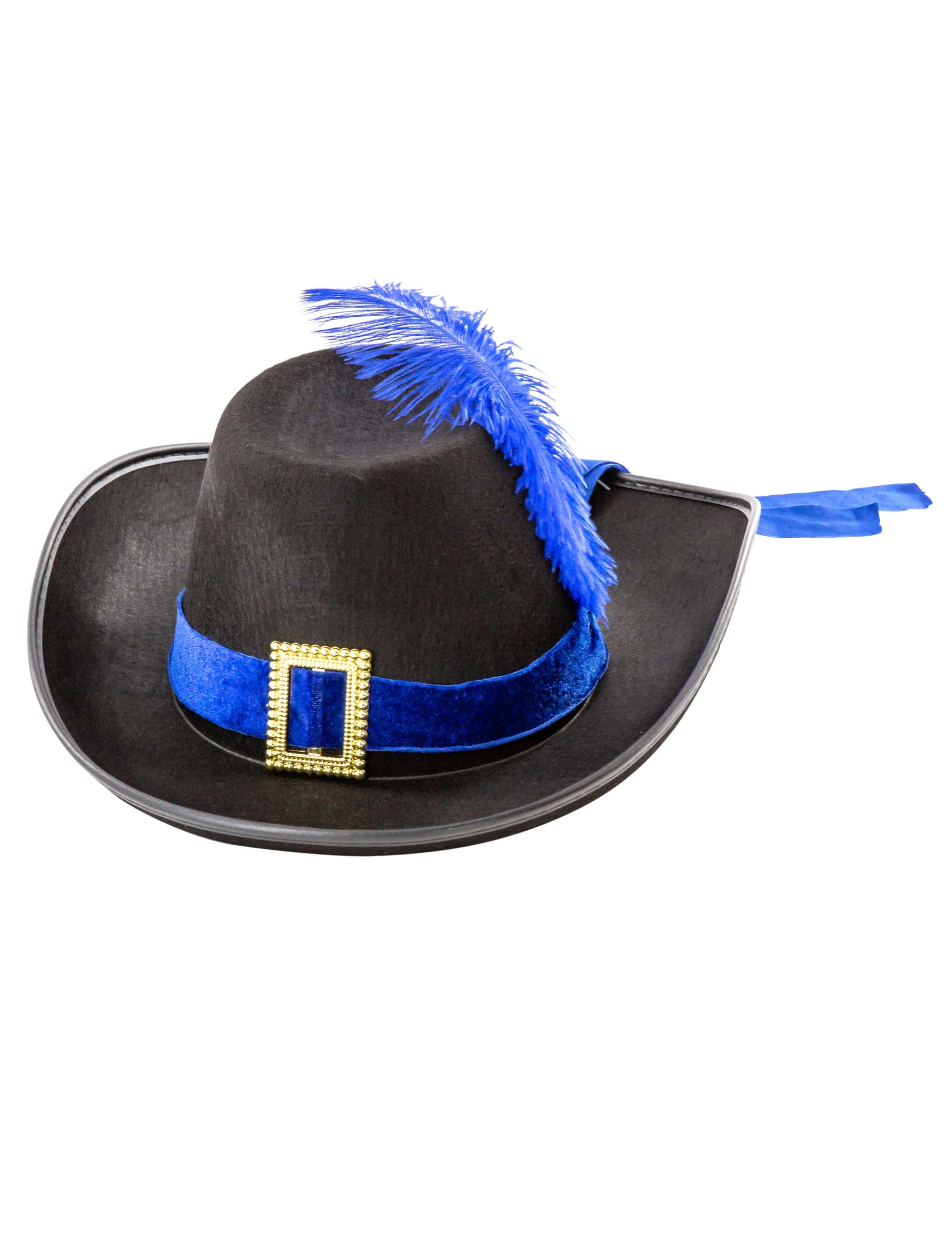 Hut Musketier mit Feder schwarz/blau 61