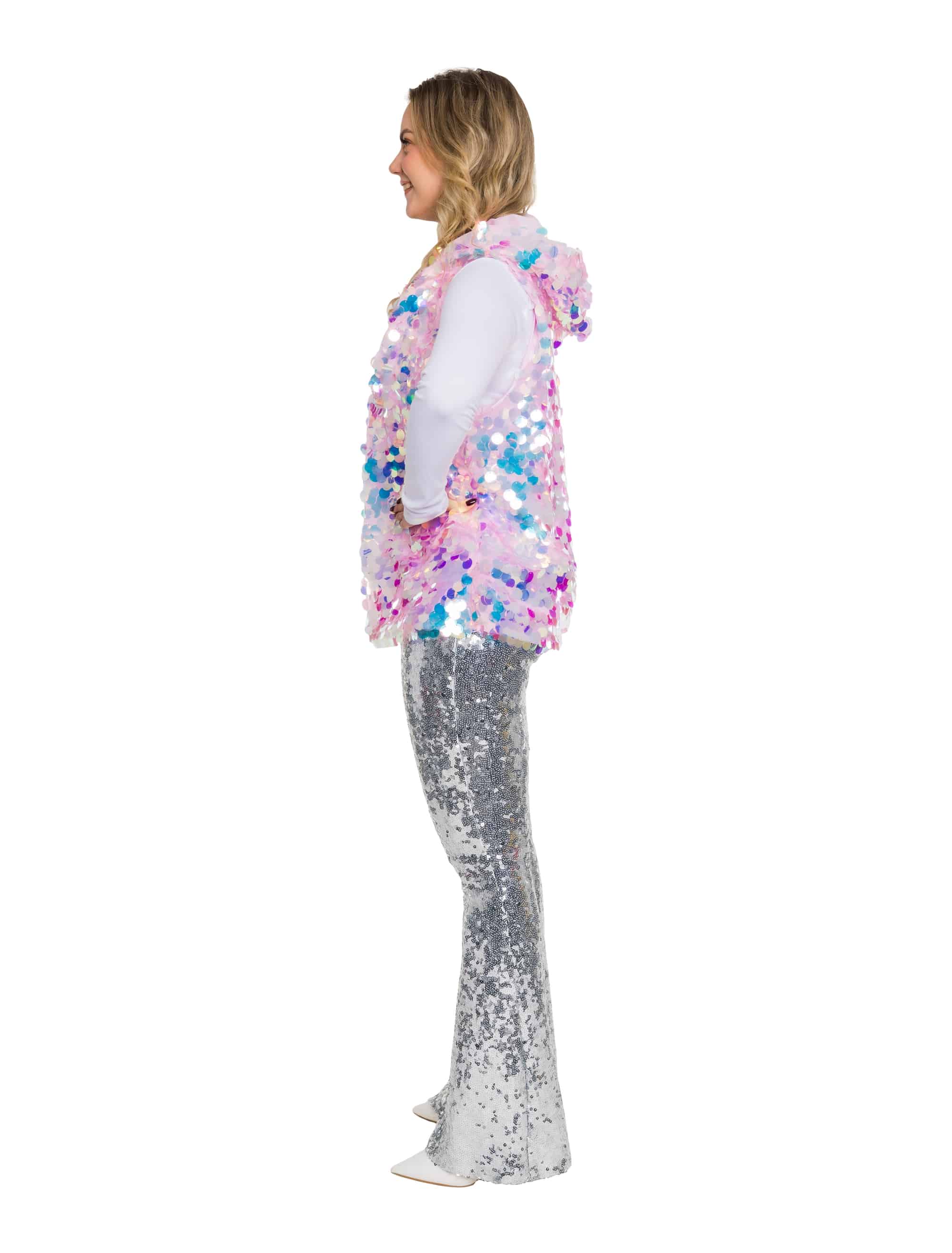 Weste mit Pailletten und LED Damen rosa S/M