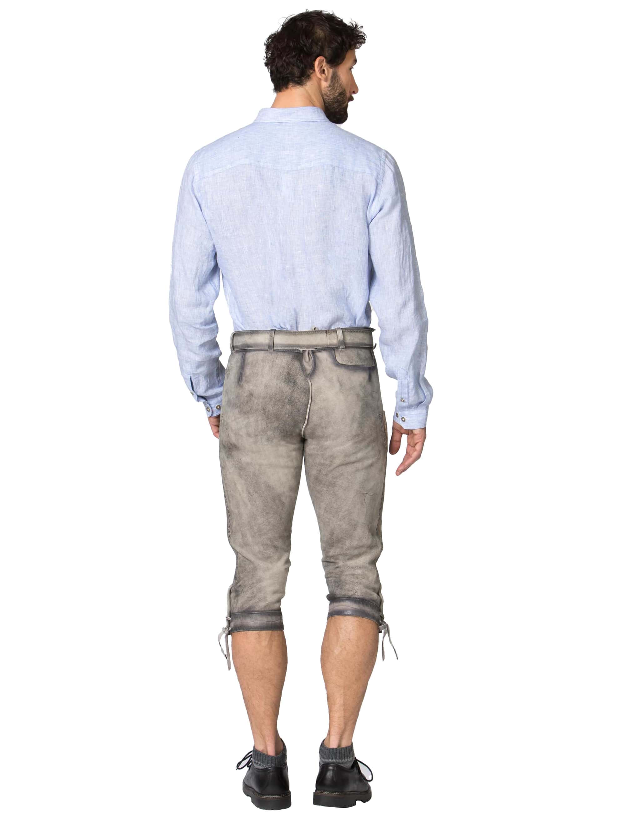 Lederhose Siegbert Herren grau 54