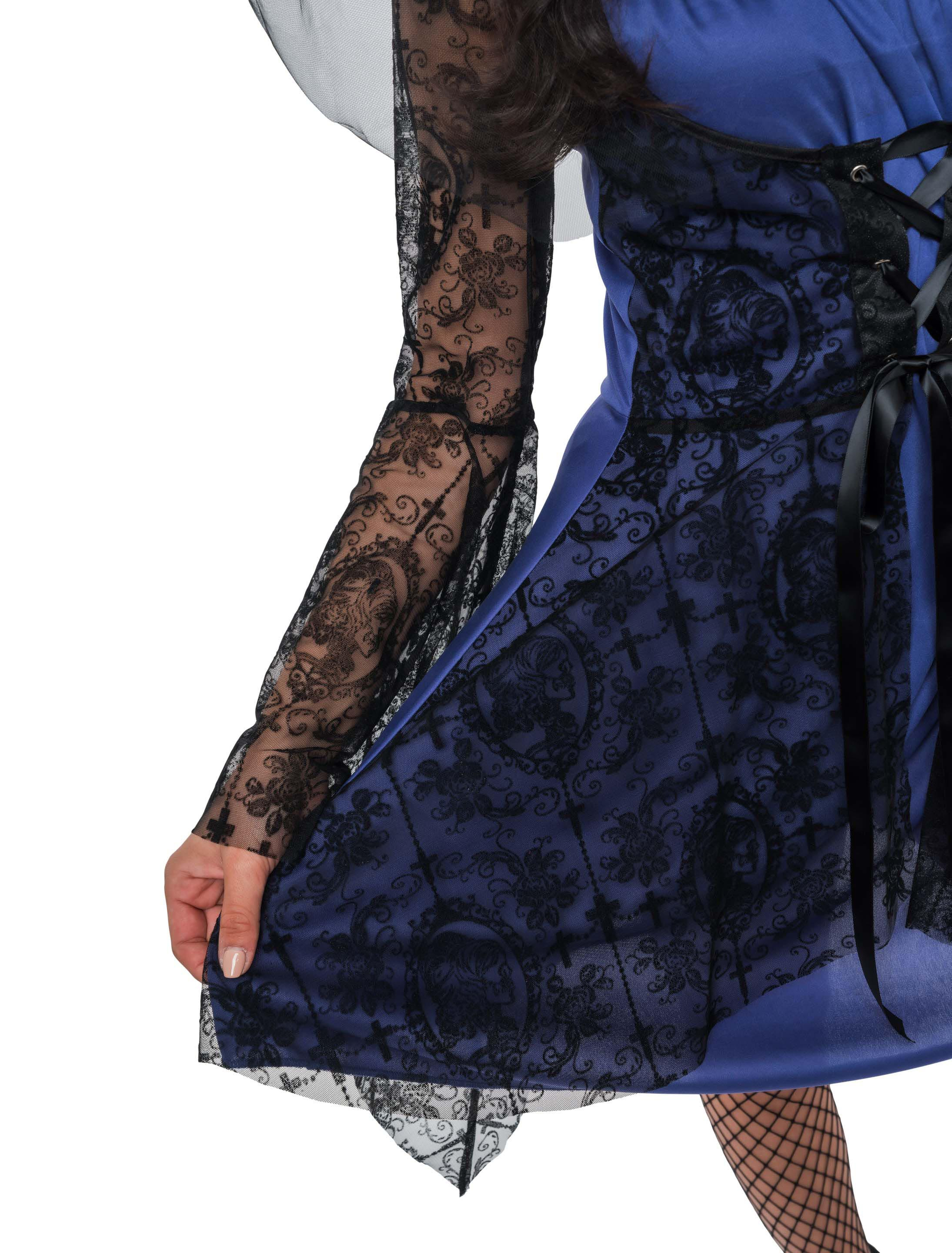 Kleid Vampir mit Trompetenärmeln und Spitze Damen lila/schwarz S/M
