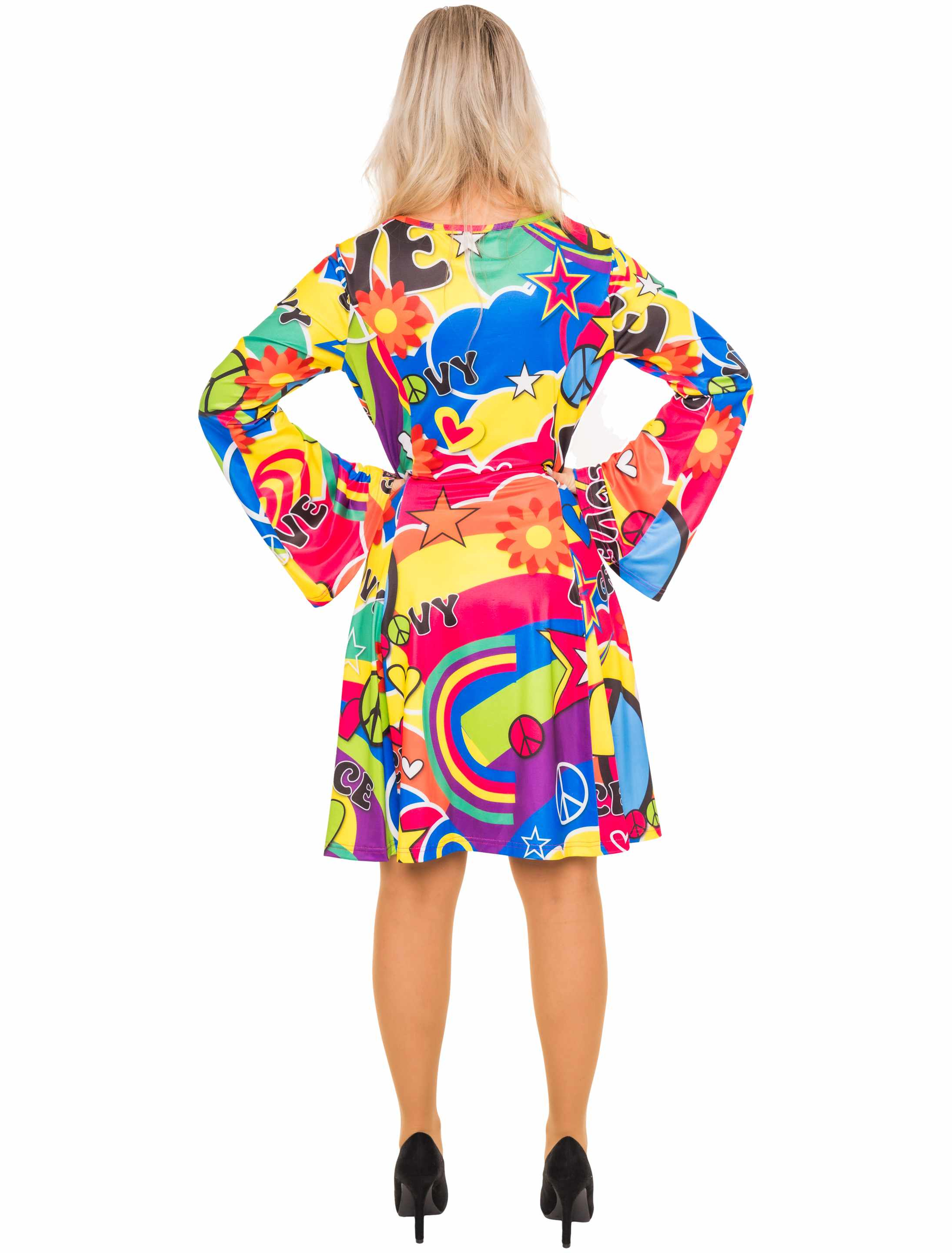 Kleid Hippie Damen bunt XS