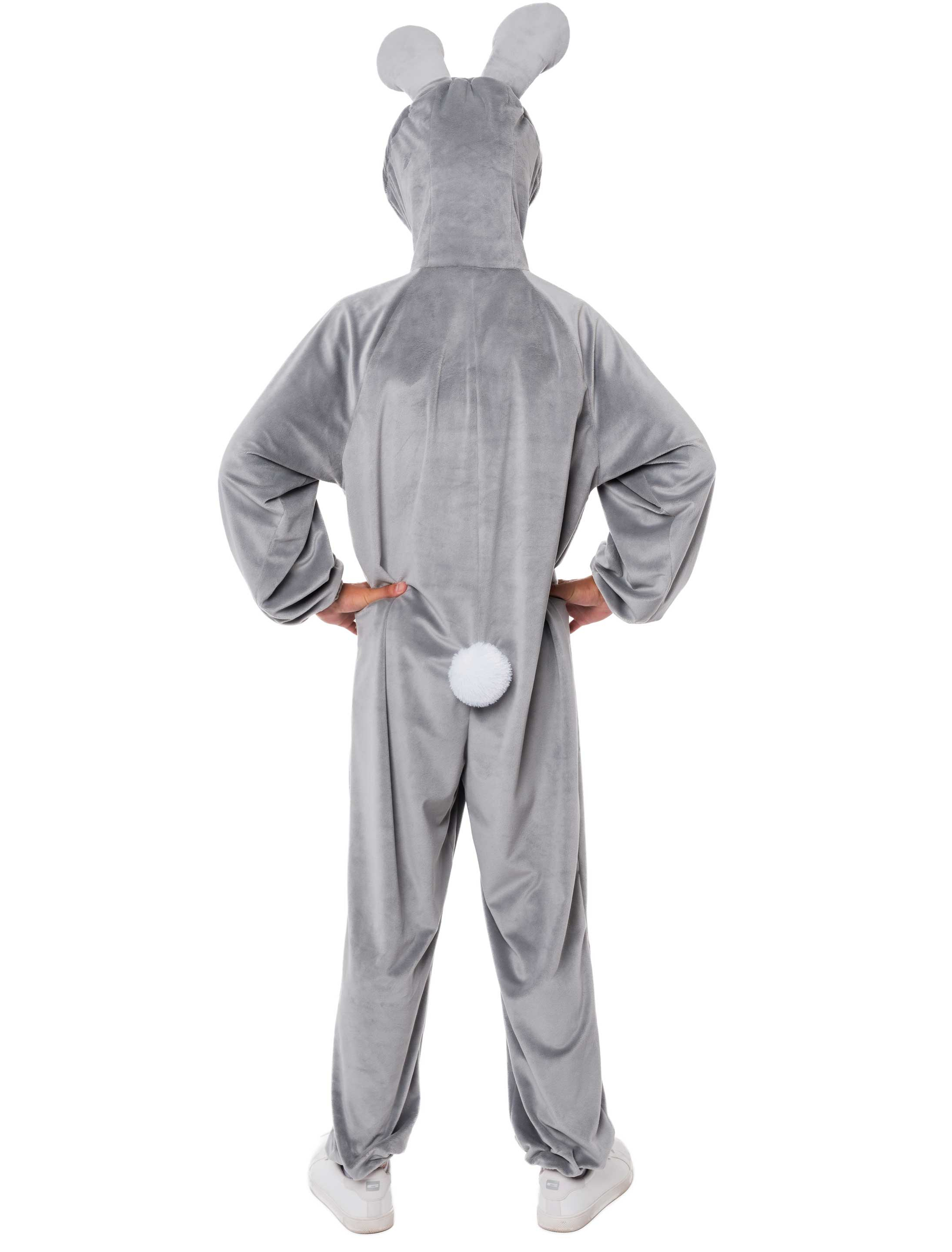 Overall Hase Plüsch grau S/M