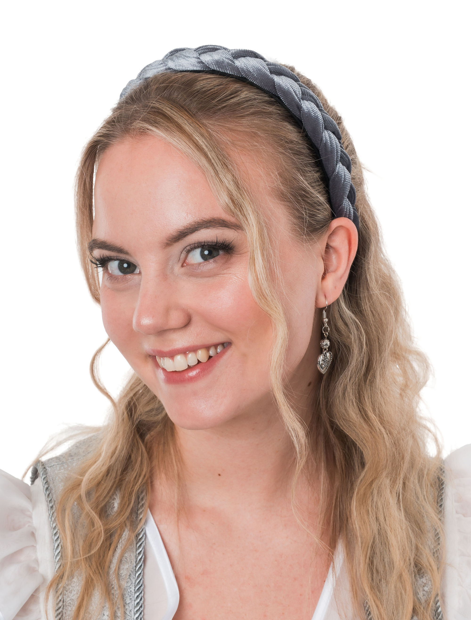 Haarreif geflochtenes Band grau