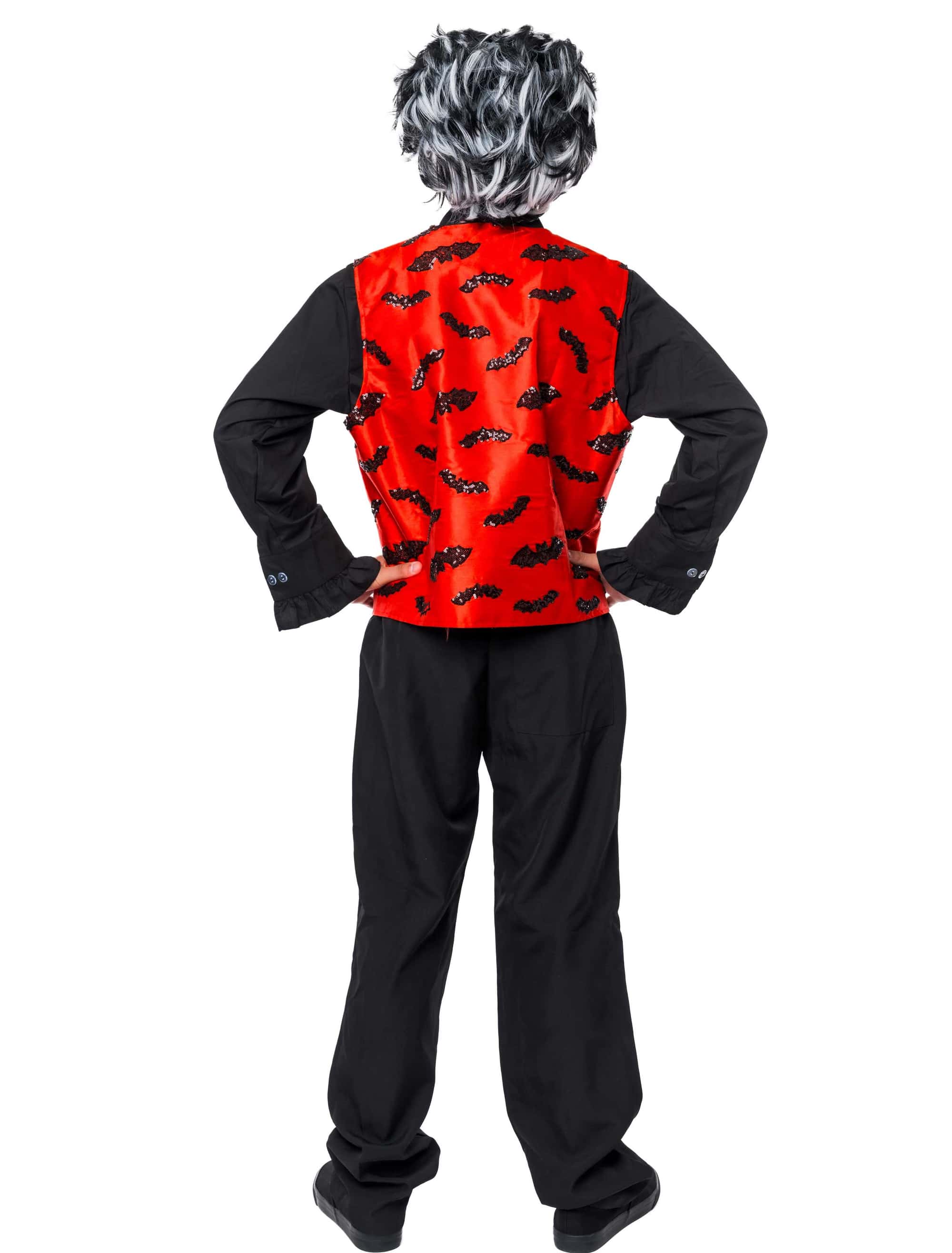 Weste mit Fledermäusen Pailletten Herren rot/schwarz S/M