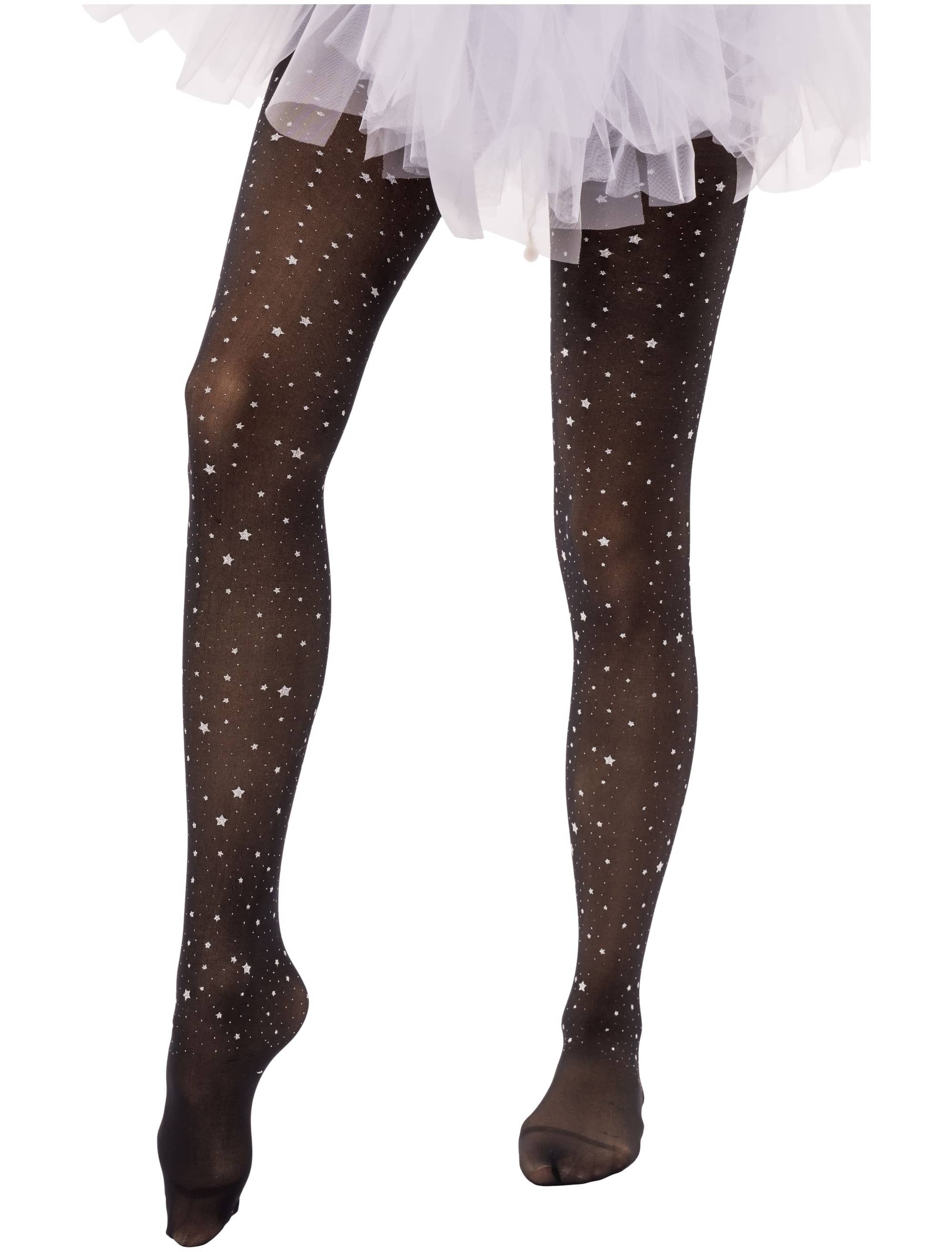 Strumpfhose mit Sternen Damen schwarz S/M