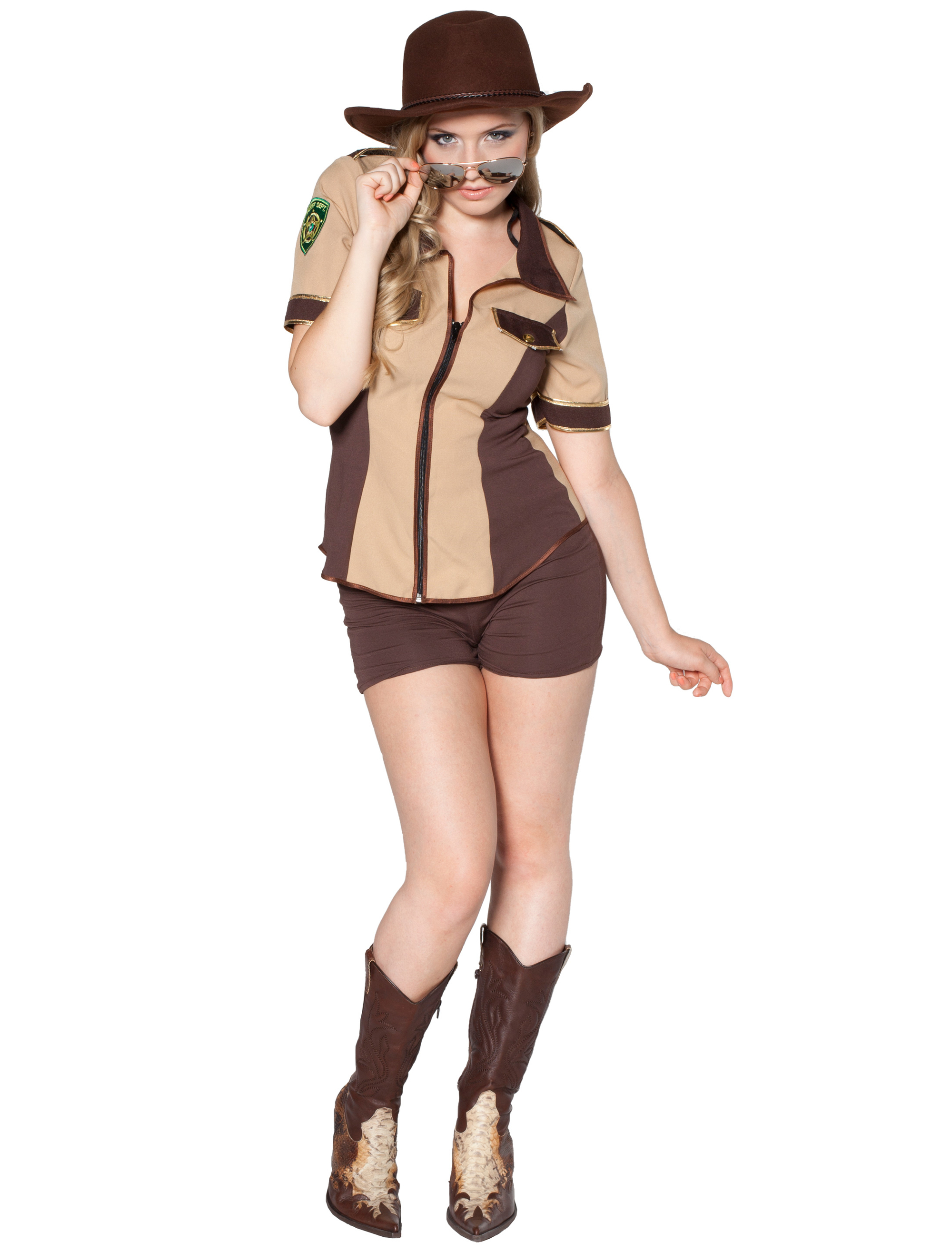 Sexy Sheriff 2-tlg. Damen beige/braun 38