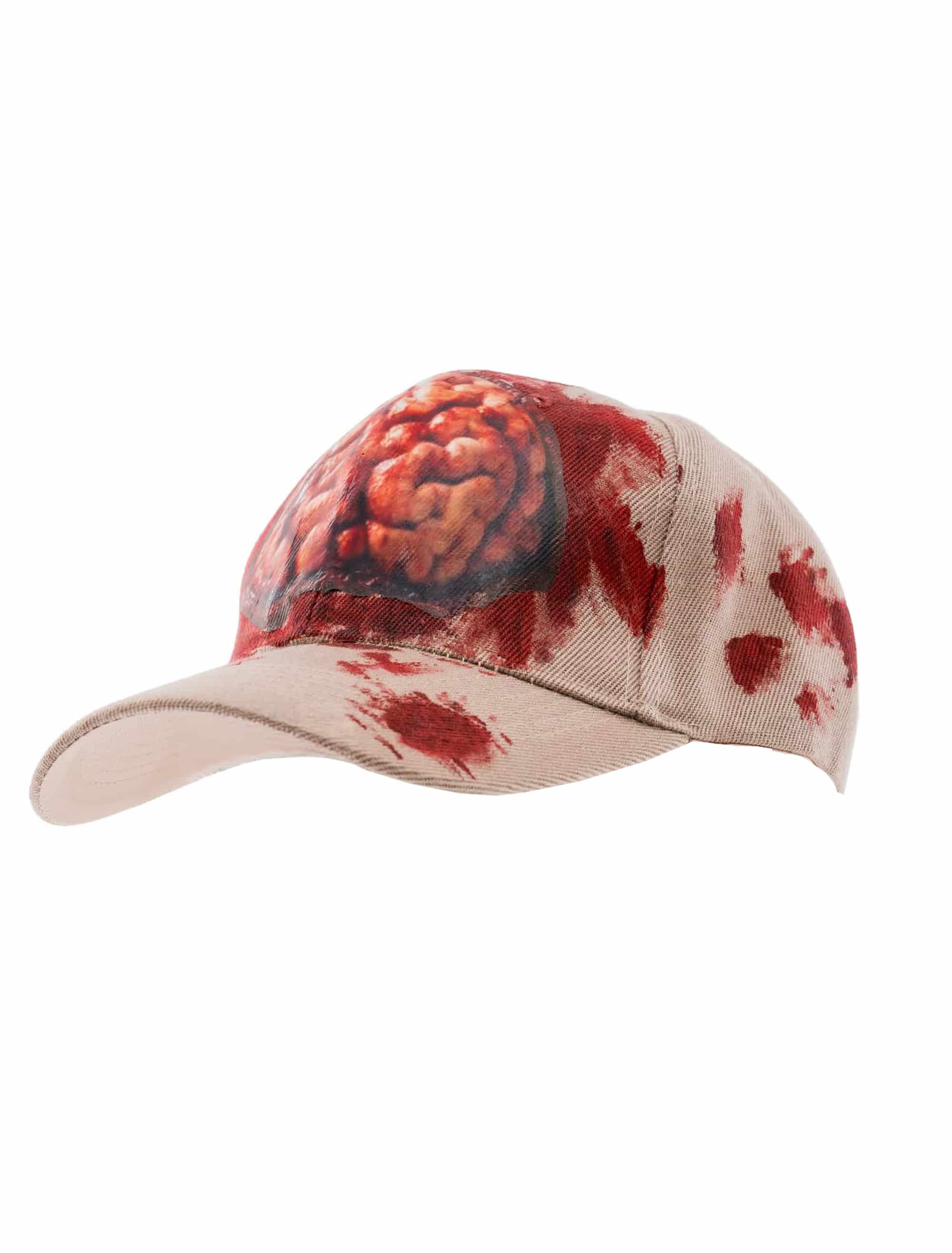 Baseballcap Gehirn blutig beige/rot