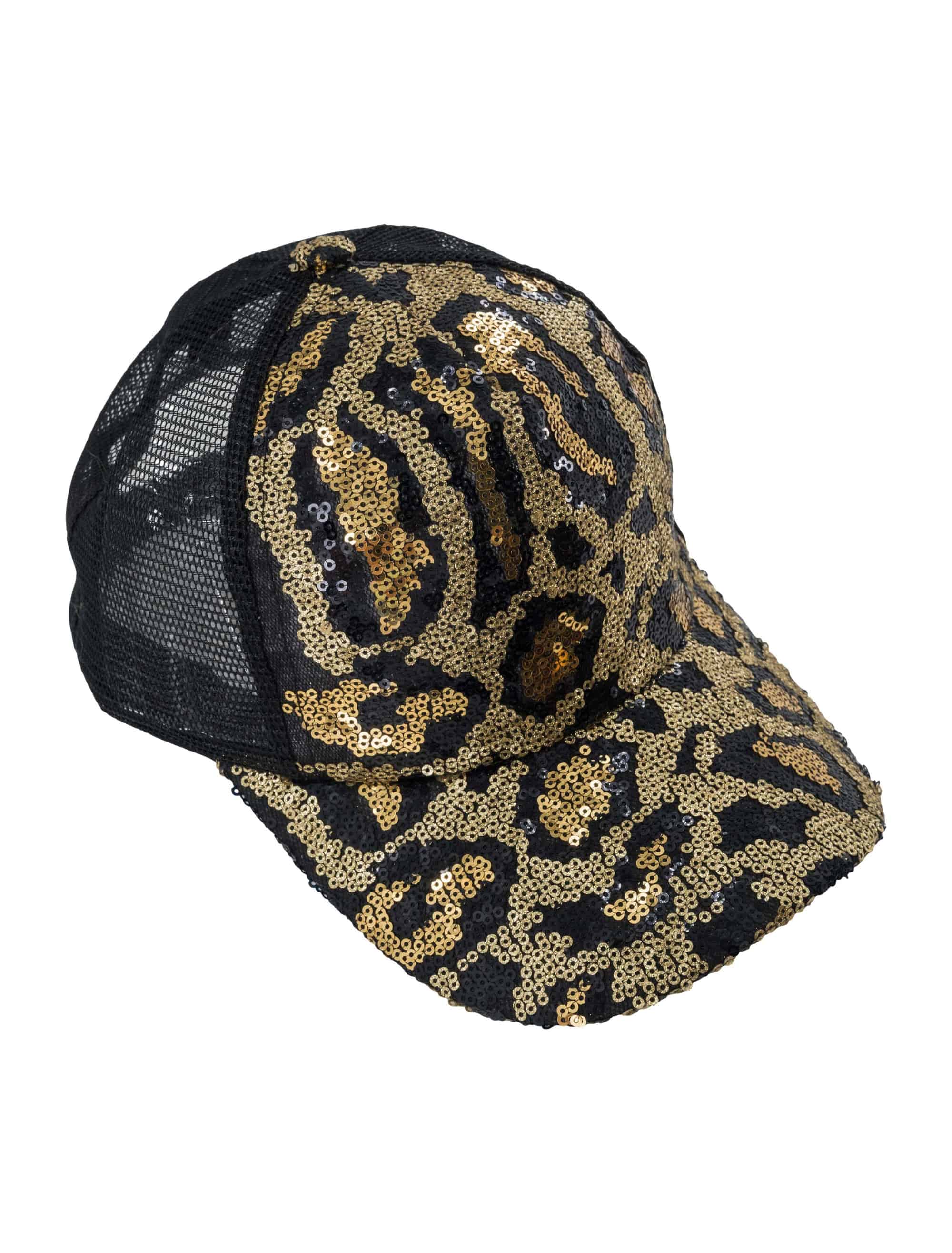 Baseballcap Pailletten Leopard schwarz/gold one size