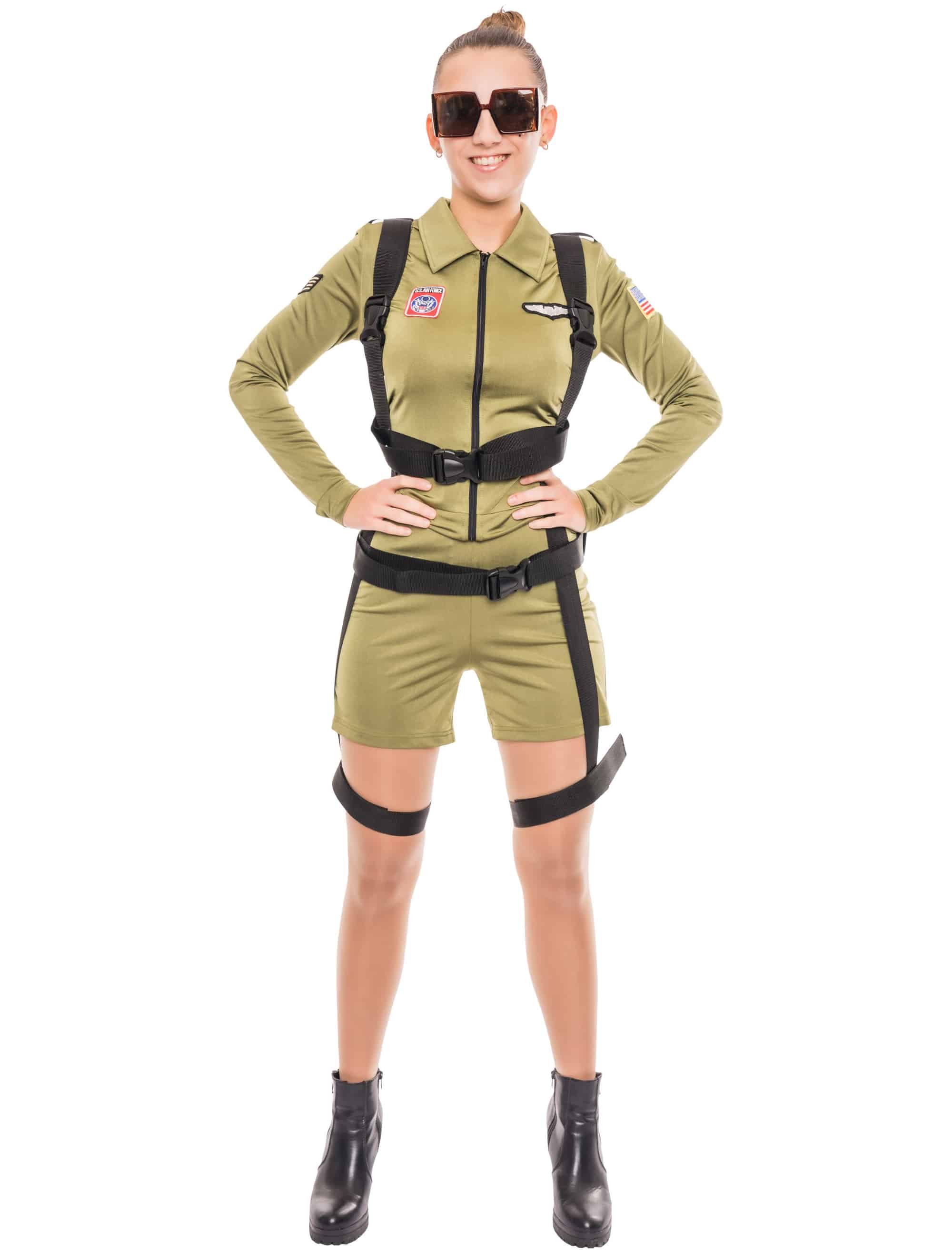 Jetpilot kurz Unifarben Damen olivgrün L/XL