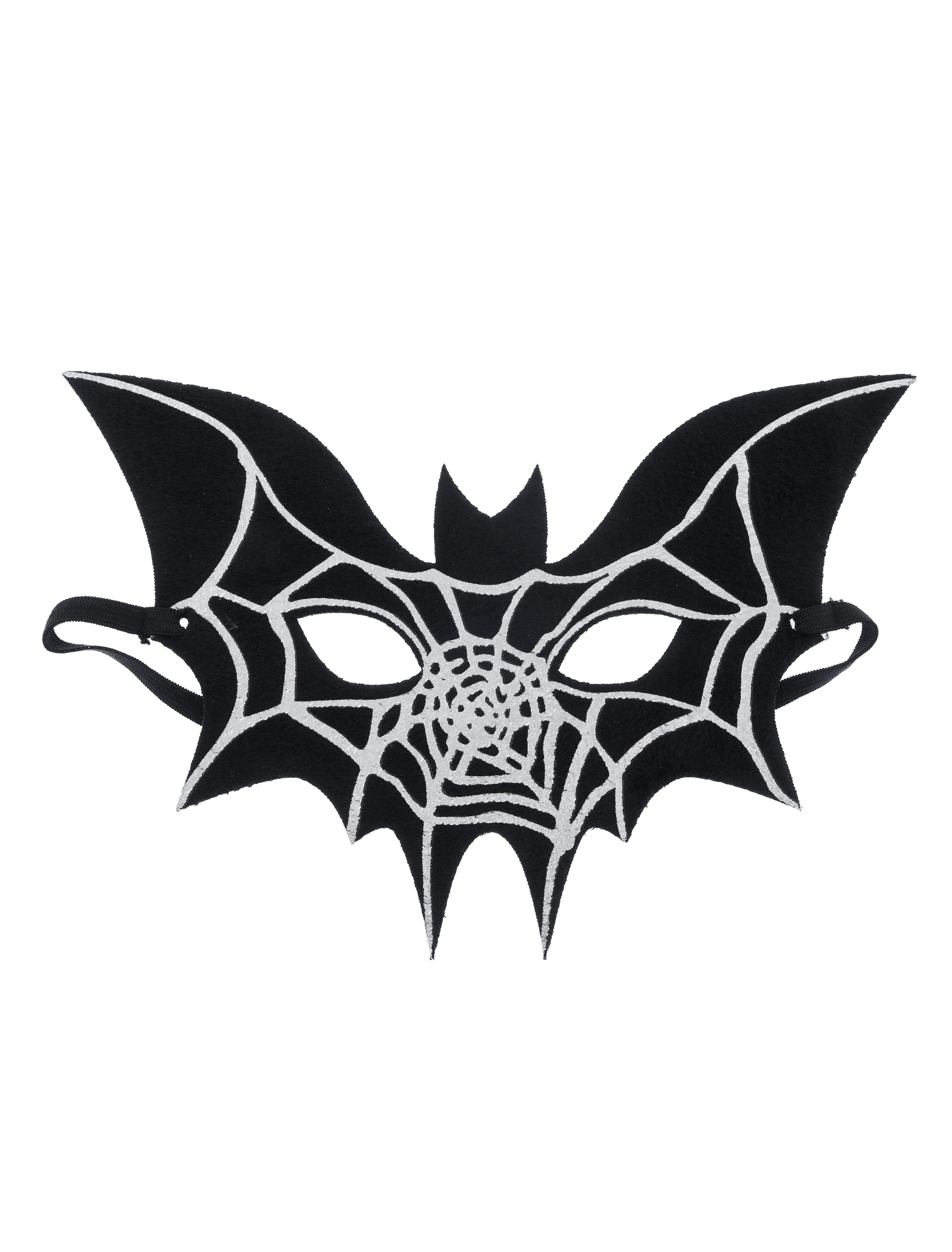 Maske Fledermaus mit Spinnennetz schwarz/silber
