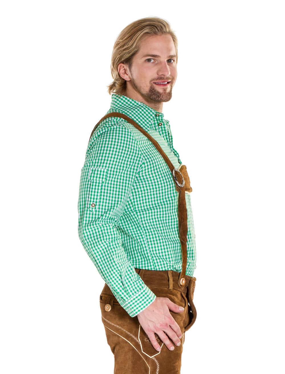 Trachtenhemd Herren grün/weiß 5XL