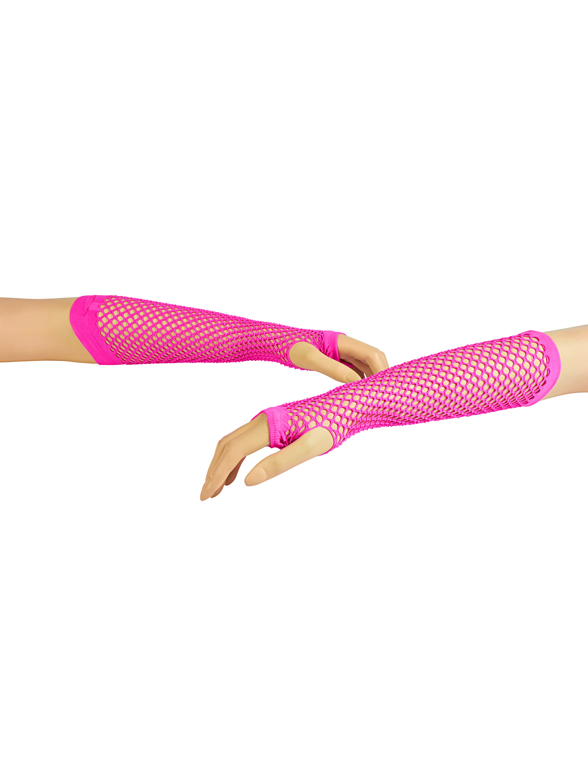 Netzhandschuhe fingerlos lang neonpink