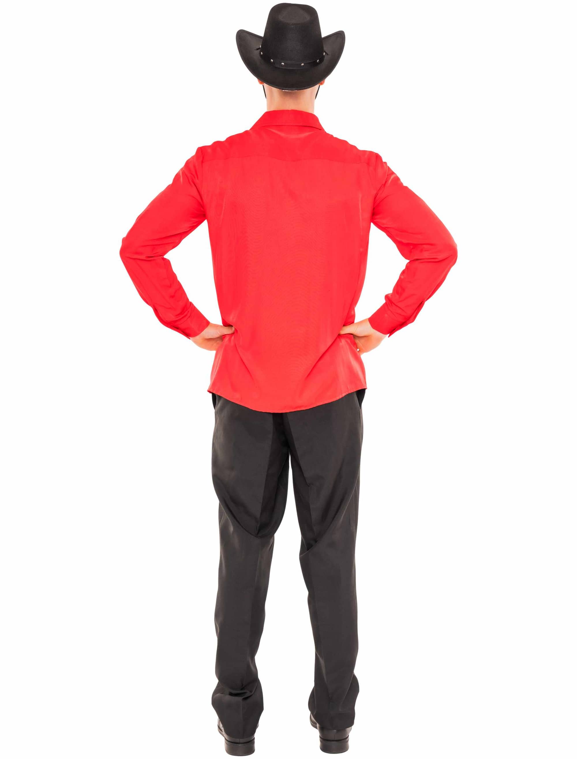 Hemd Cowboy mit Stickerei Herren rot S