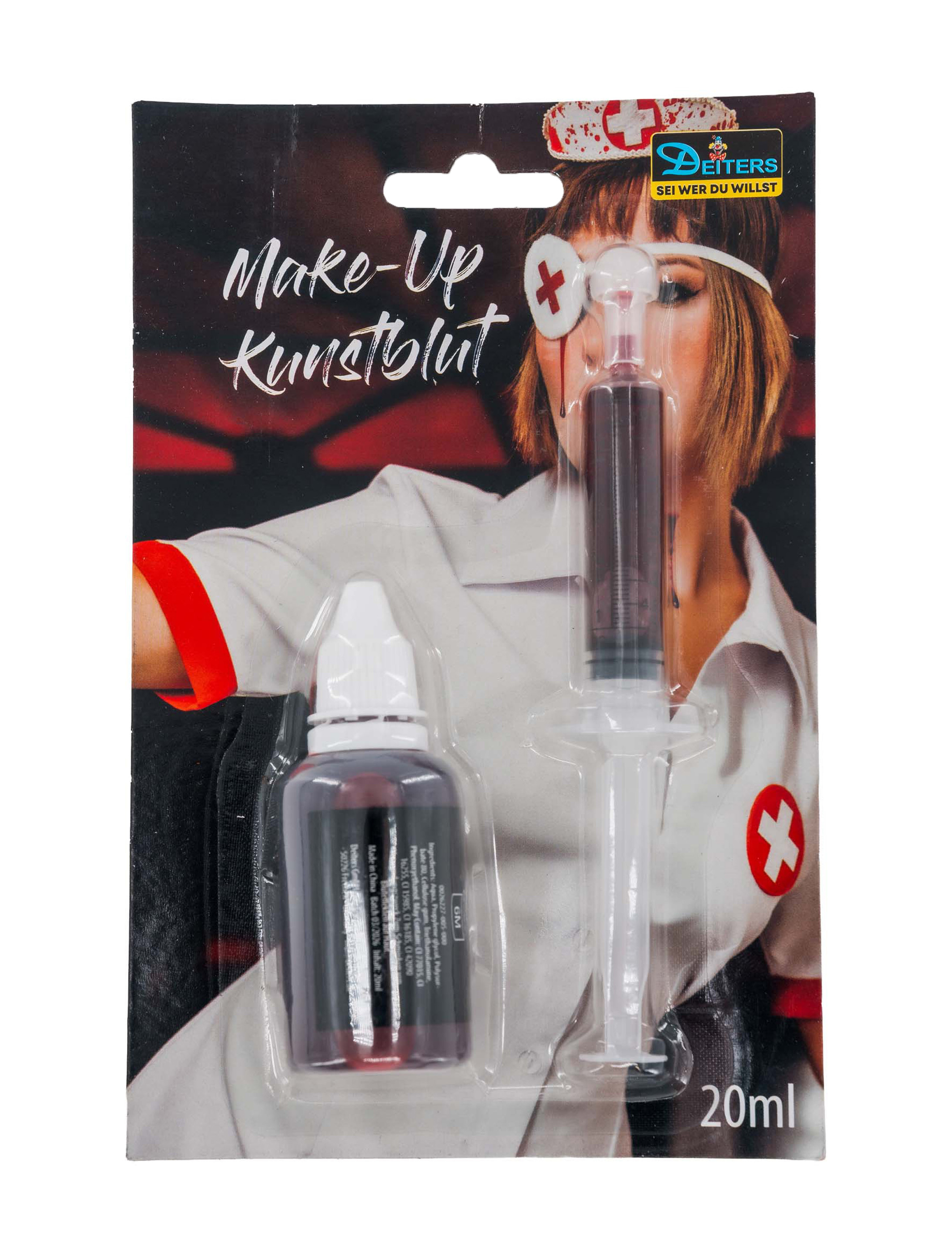 Make-Up Kunstblut mit Spritze 20ml rot