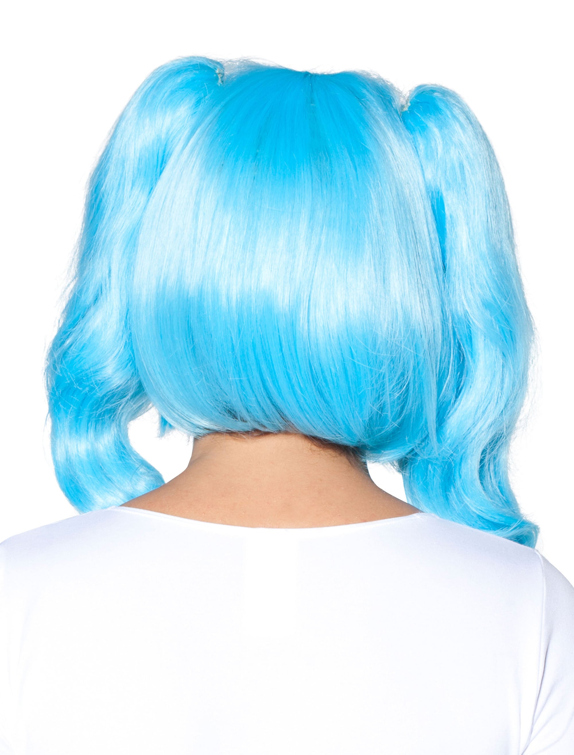 Perücke Zöpfe seitlich mit Pony blau one size