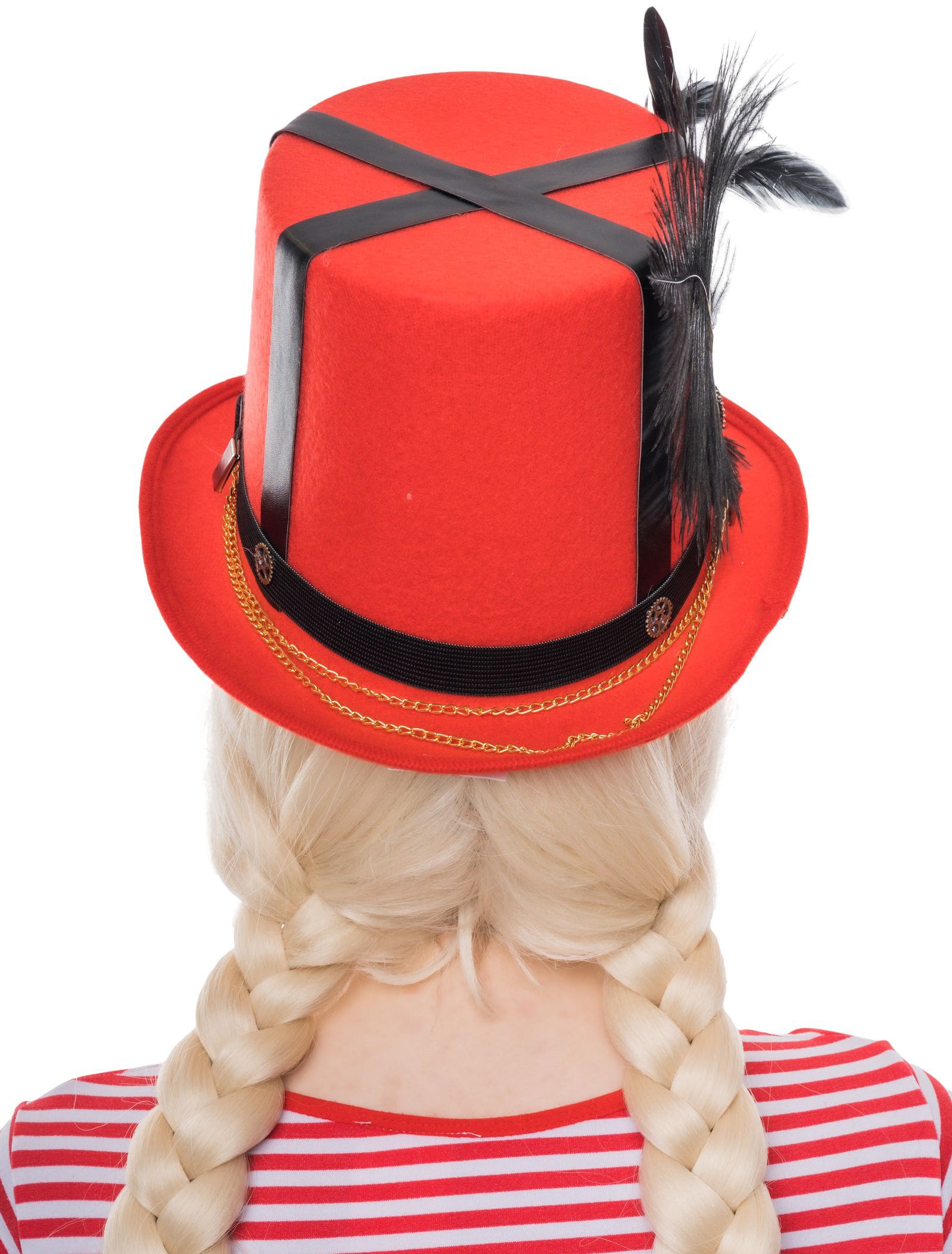 Hut Steampunk mit Brille rot one size