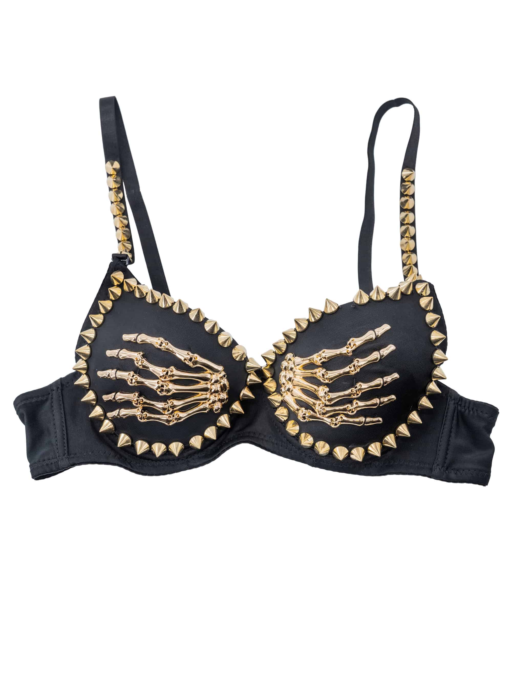 BH mit Skeletthänden Damen schwarz/gold L-XL