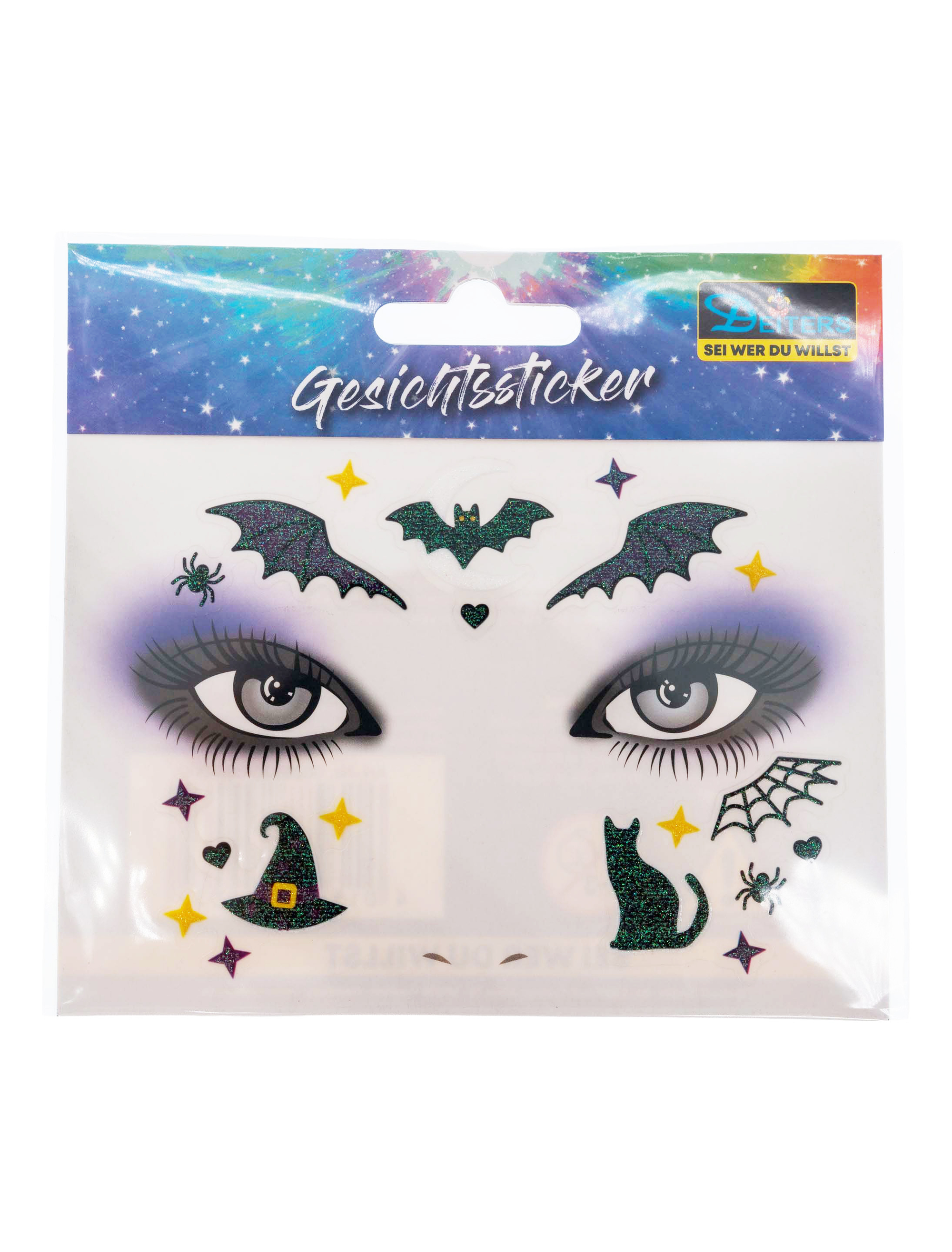 Gesichtstattoo Halloween lila/schwarz