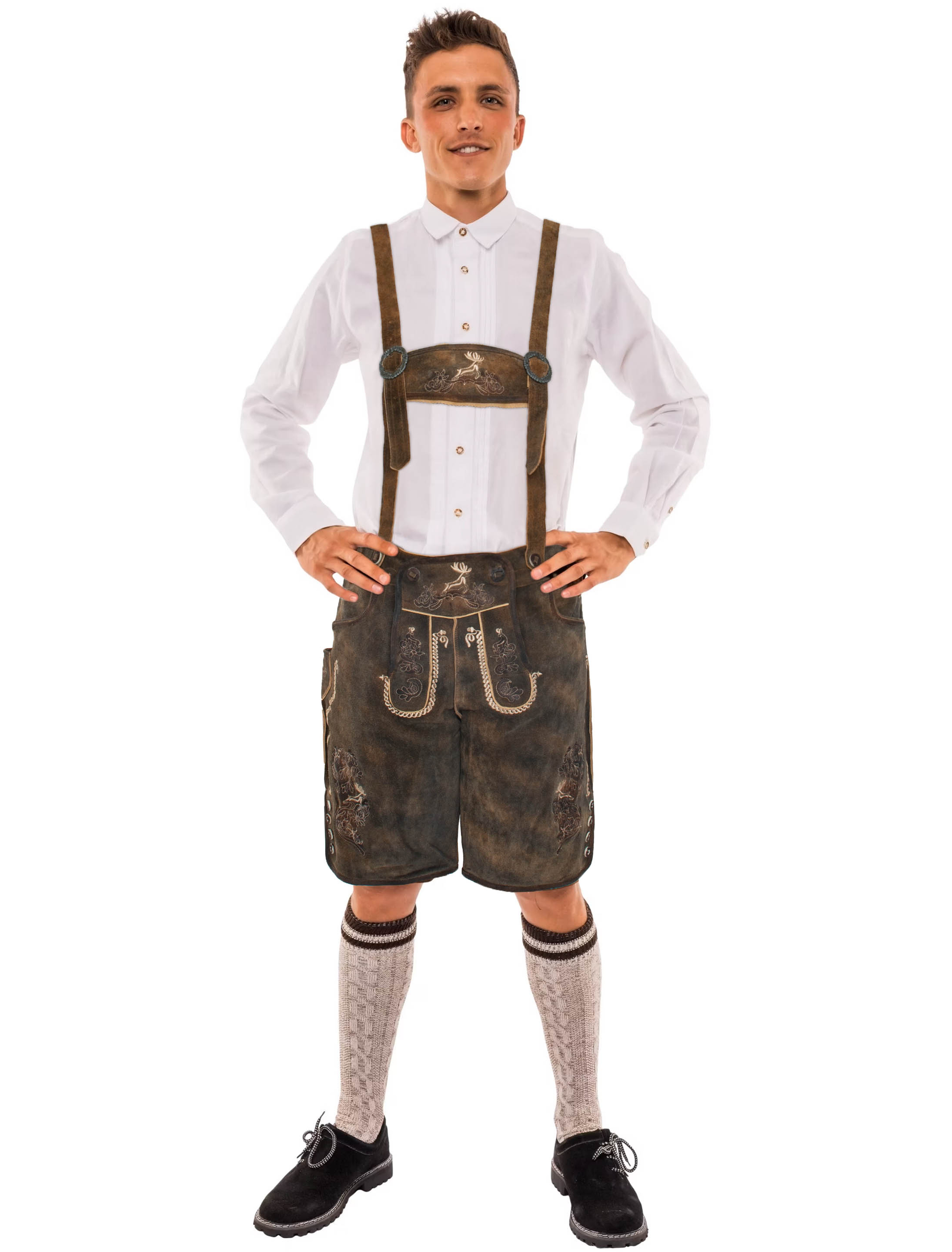 Lederhose Adalbert kurz Herren braun M