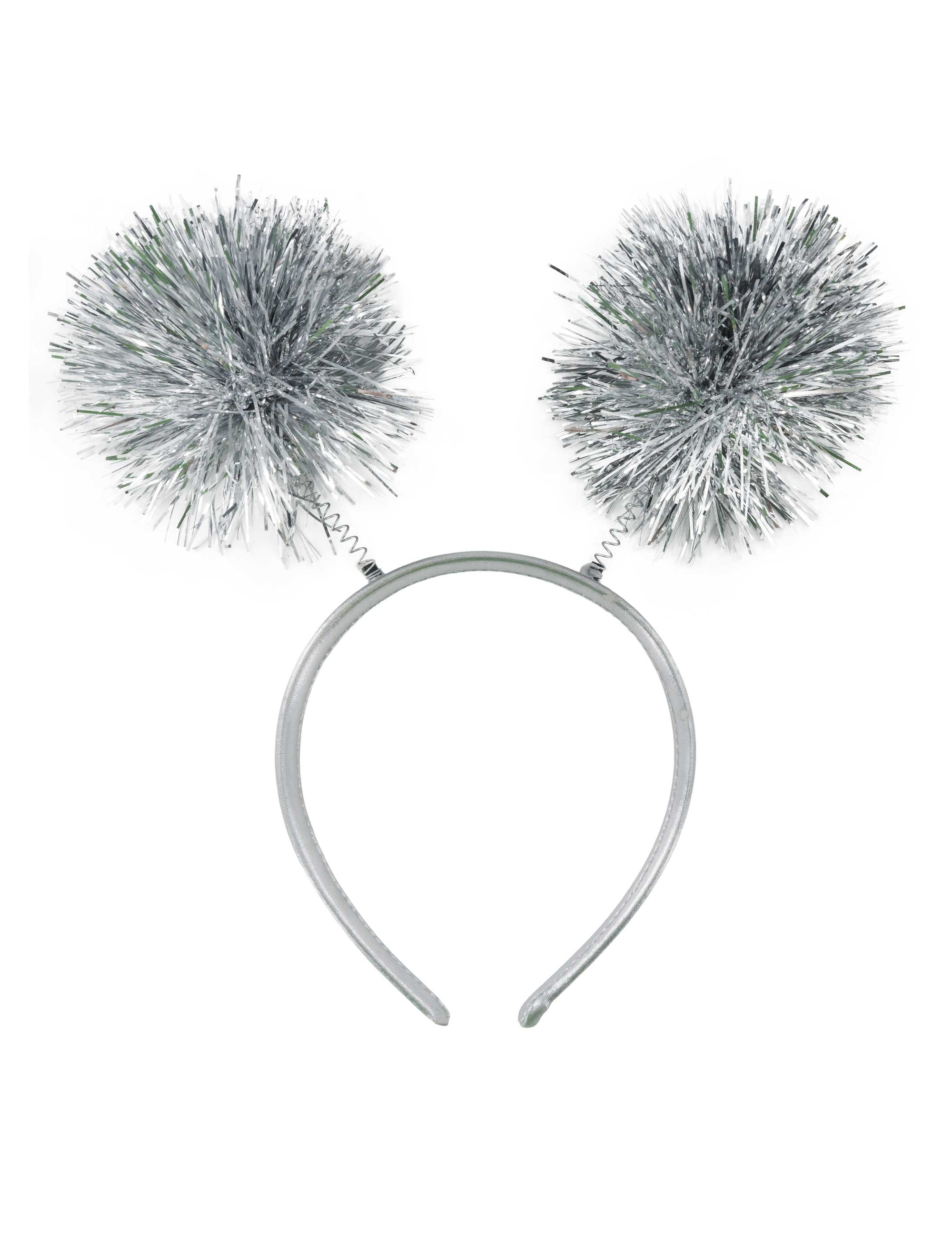 Haarreif Pompom Lametta silber
