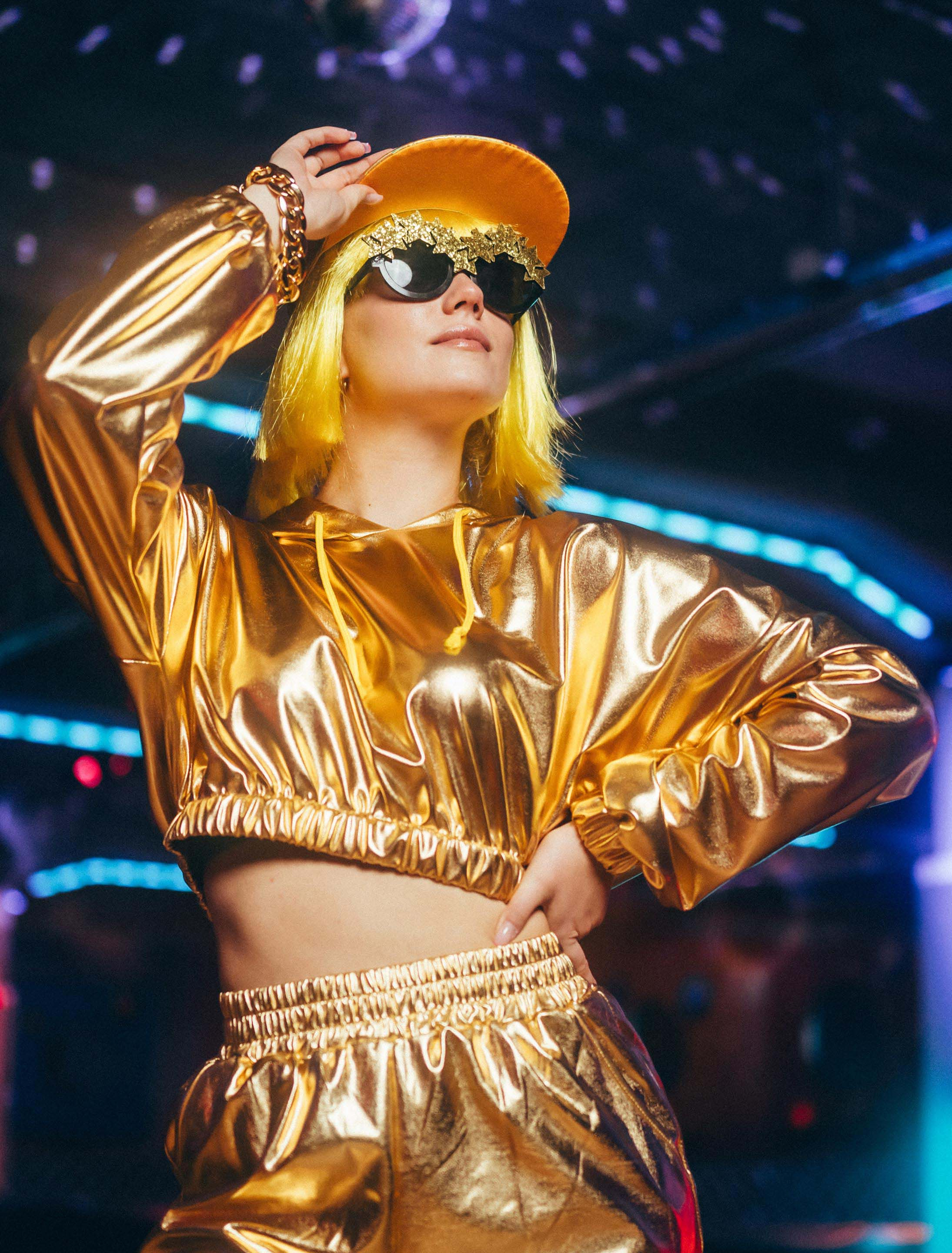 Cropped Hoodie metallic gold 2XS/XS