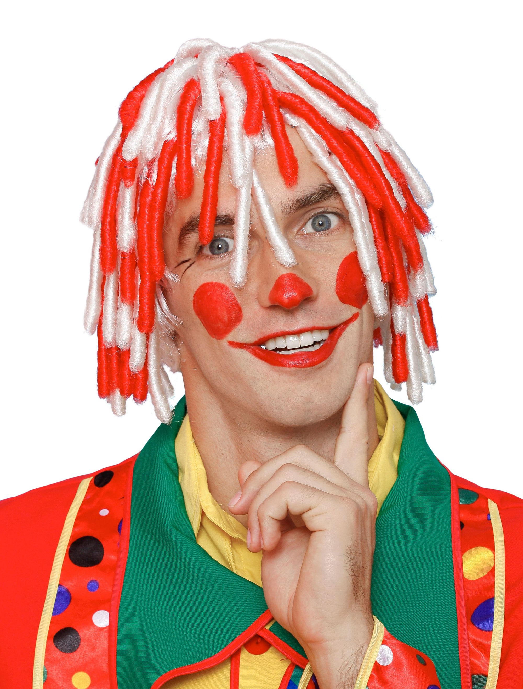 Perücke Rasta rot/weiß