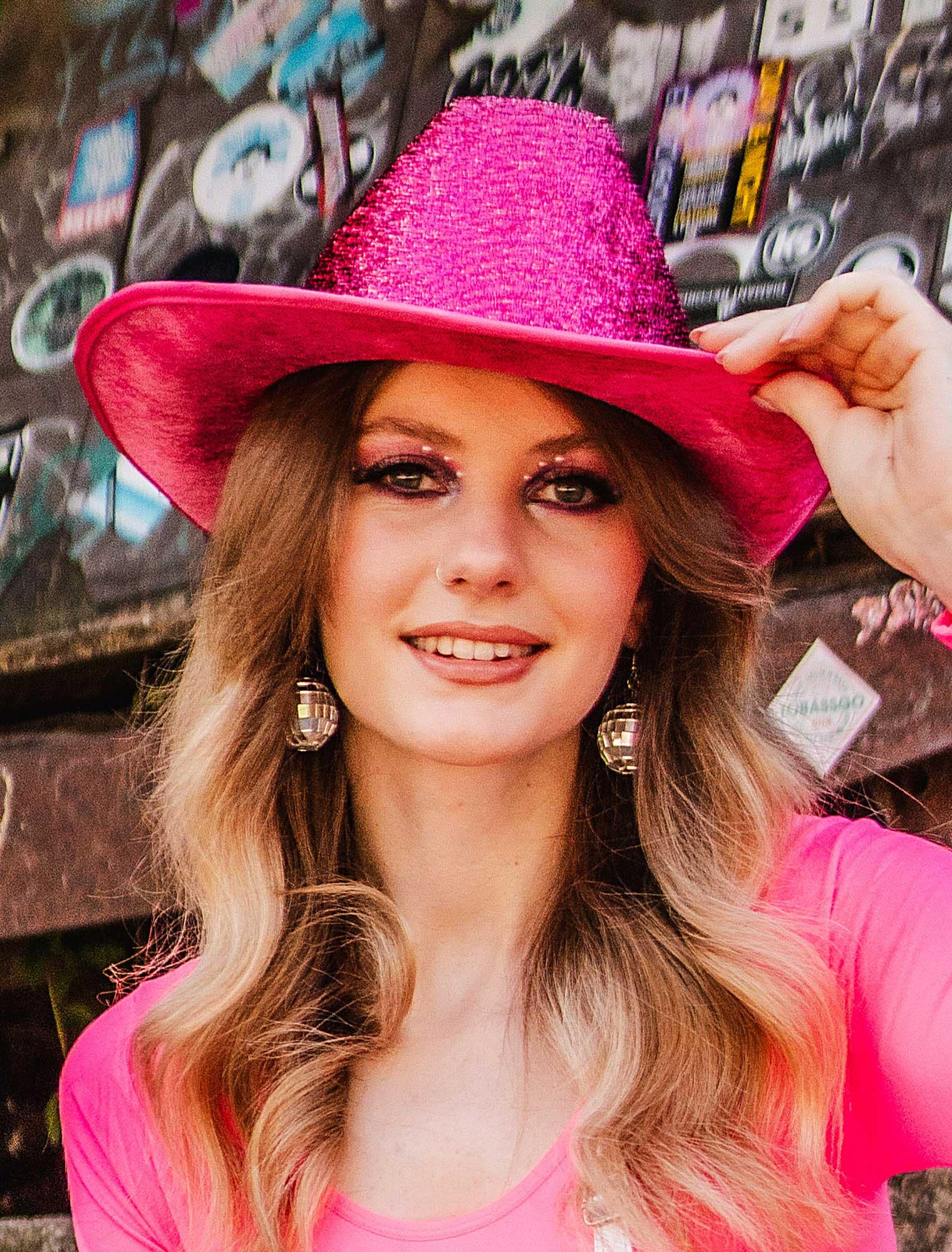 Cowboyhut Glitzer pink one size