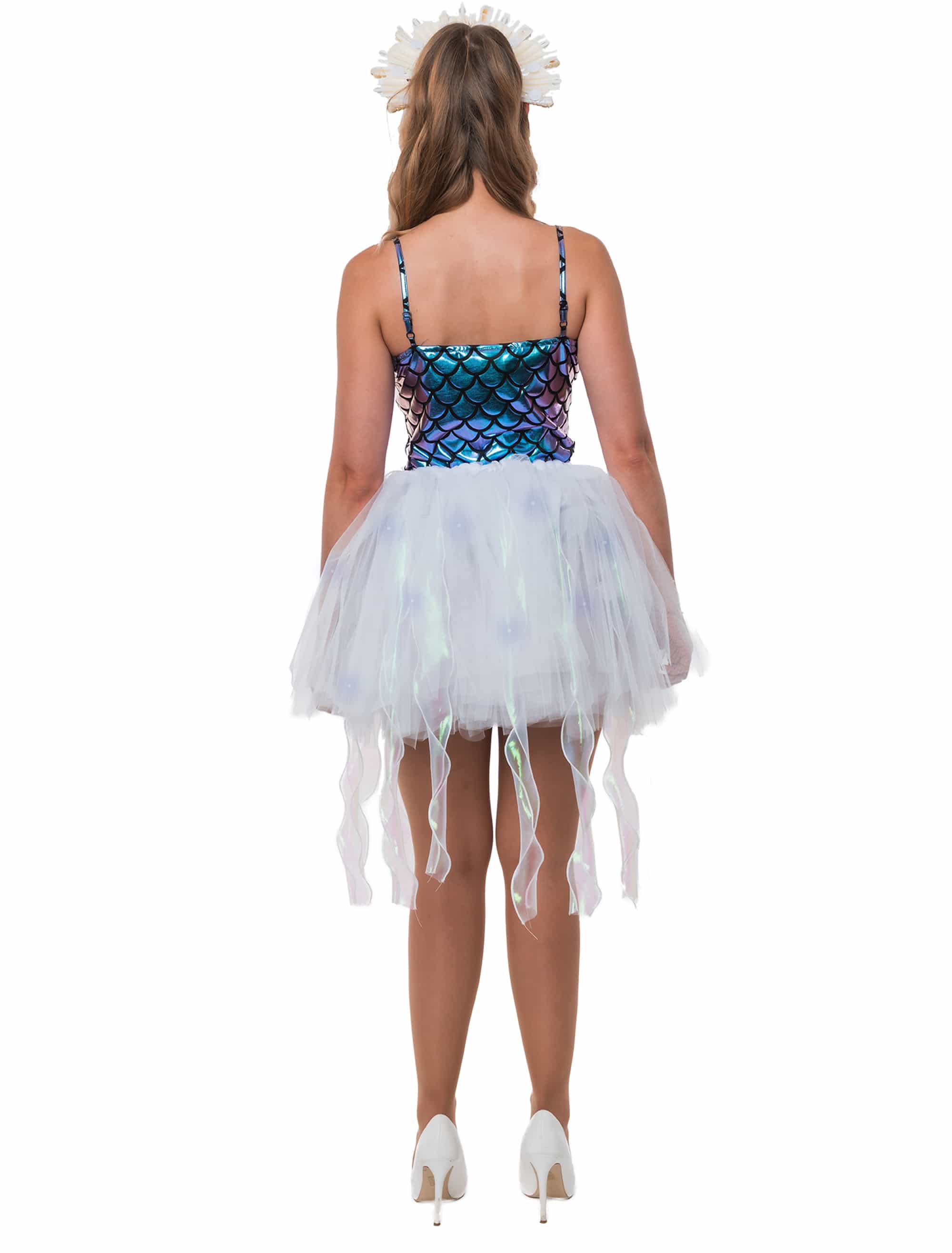 Tüllrock Qualle mit LED Damen weiß one size