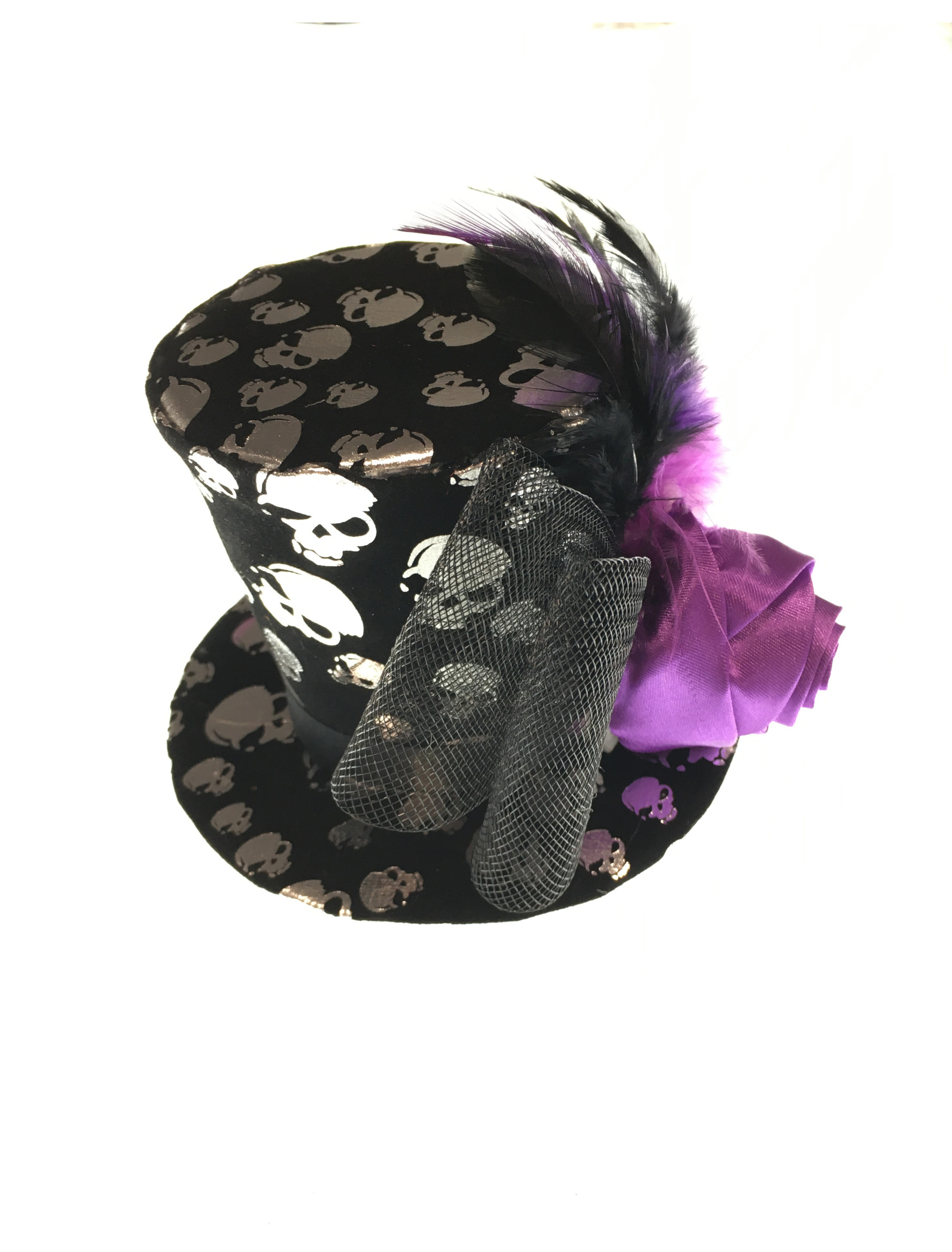 Mini Hut mit Skeletthand und Haarspange schwarz one size
