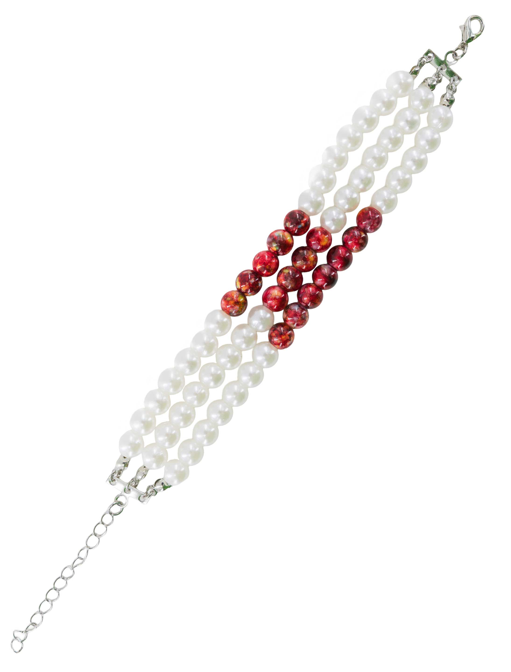 Armband Perlen blutig weiß/rot