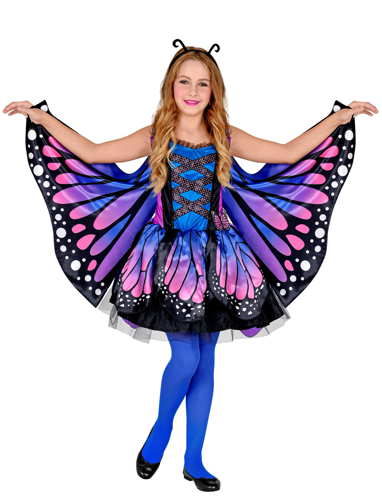 Kleid Schmetterling 3-tlg. Kinder blau/lila 128