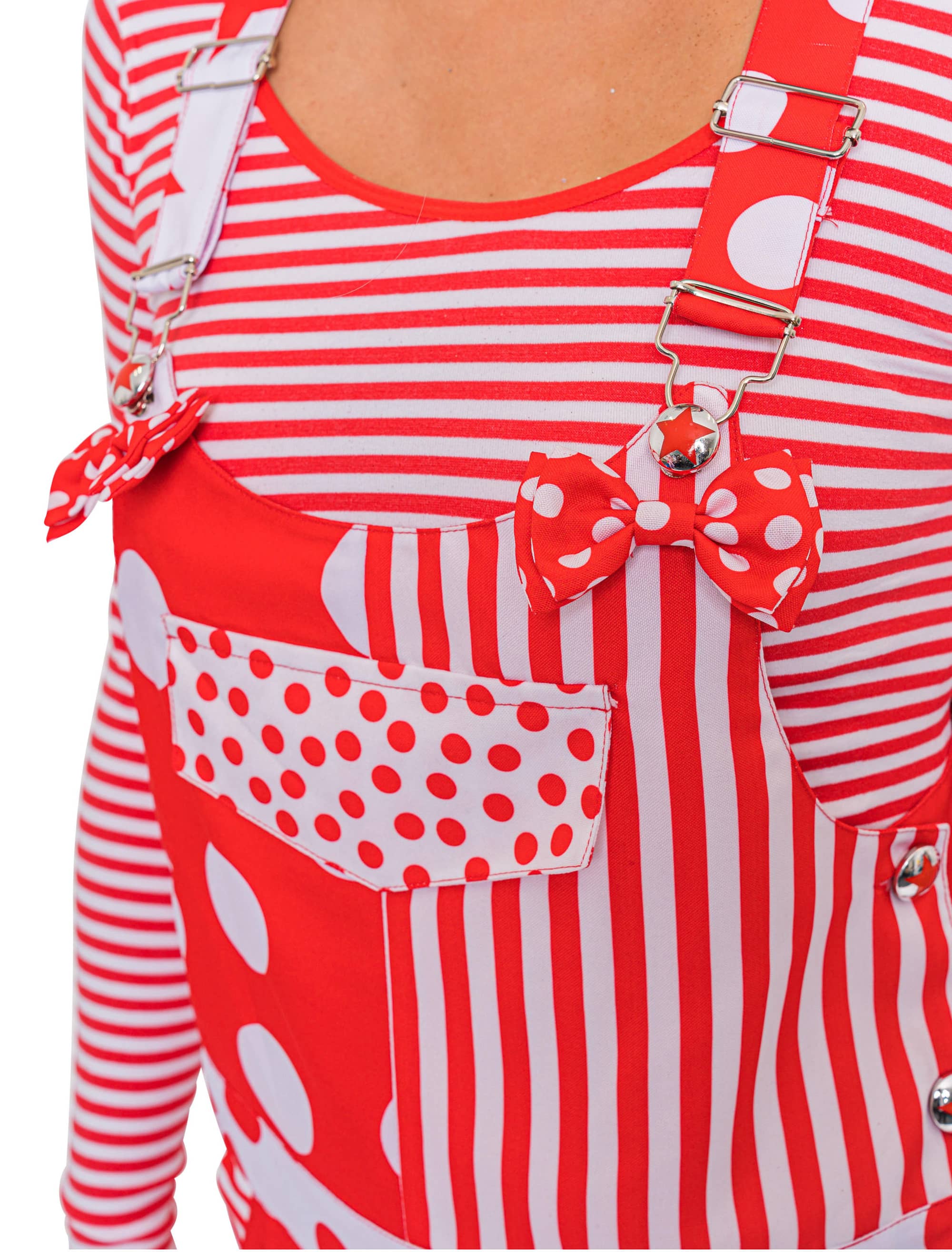 Latzhose kurz Damen rot/weiß S/M