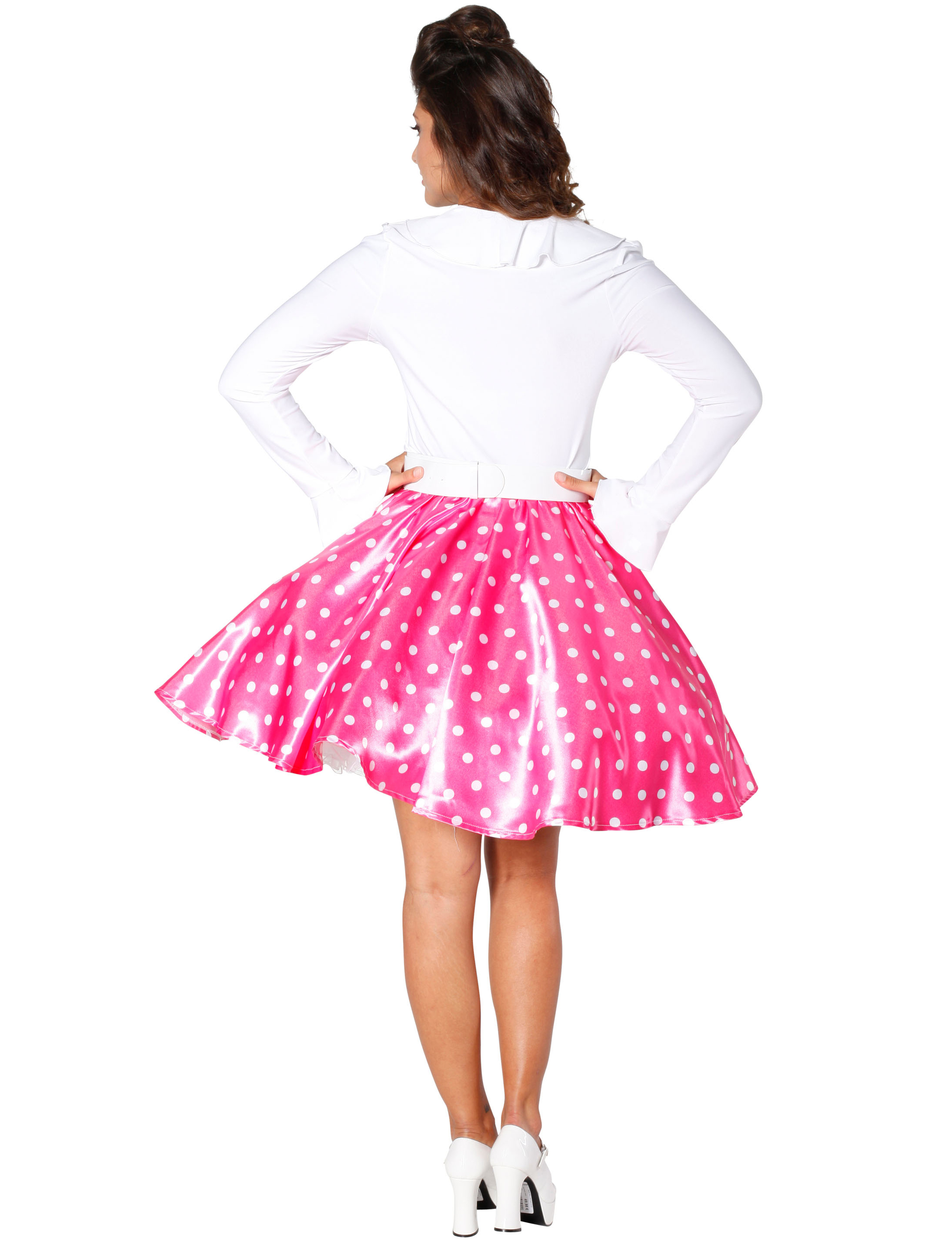 Rock mit weißen Punkten Damen pink/weiß L/XL