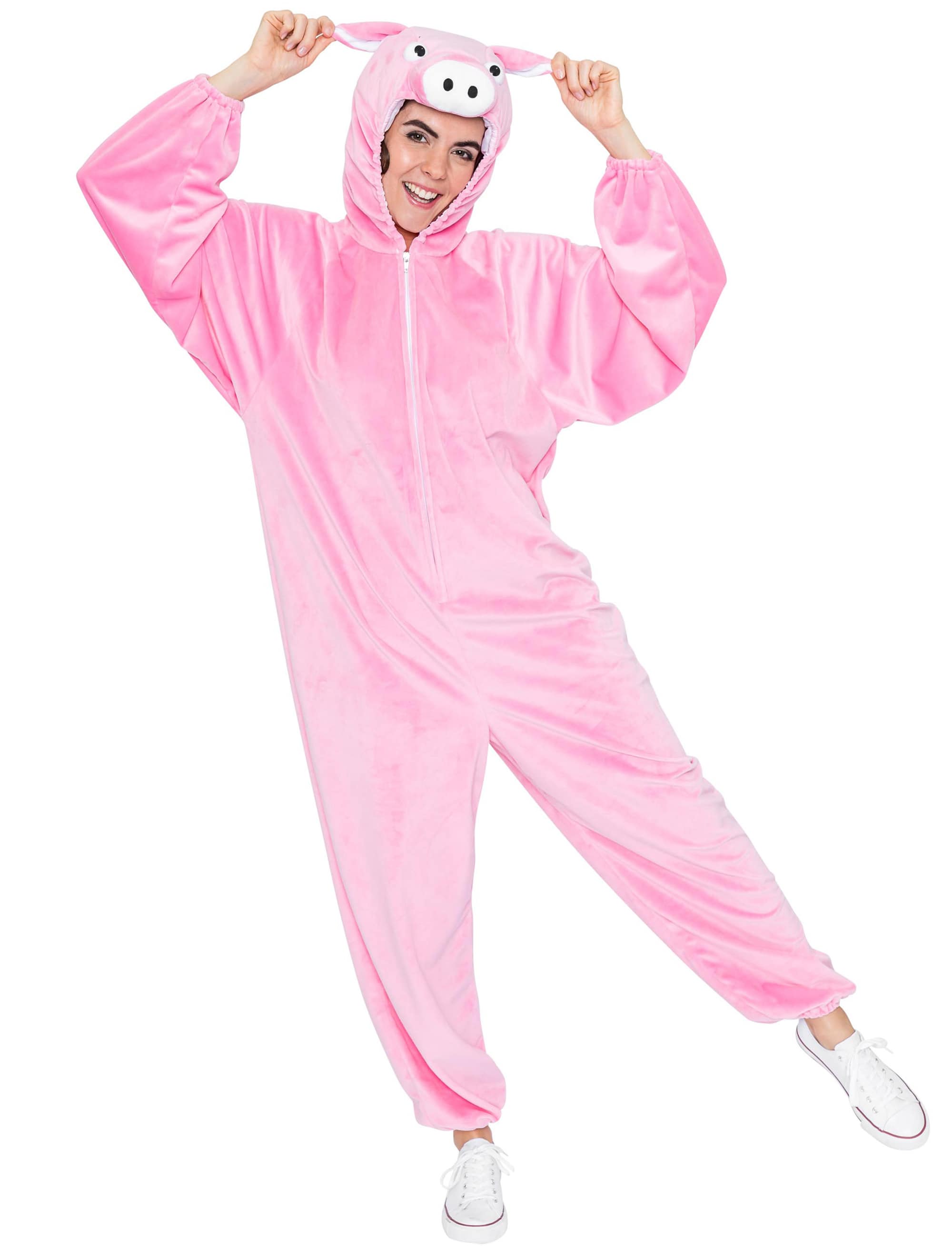 Overall Plüsch Damen Schwein pink 34-36