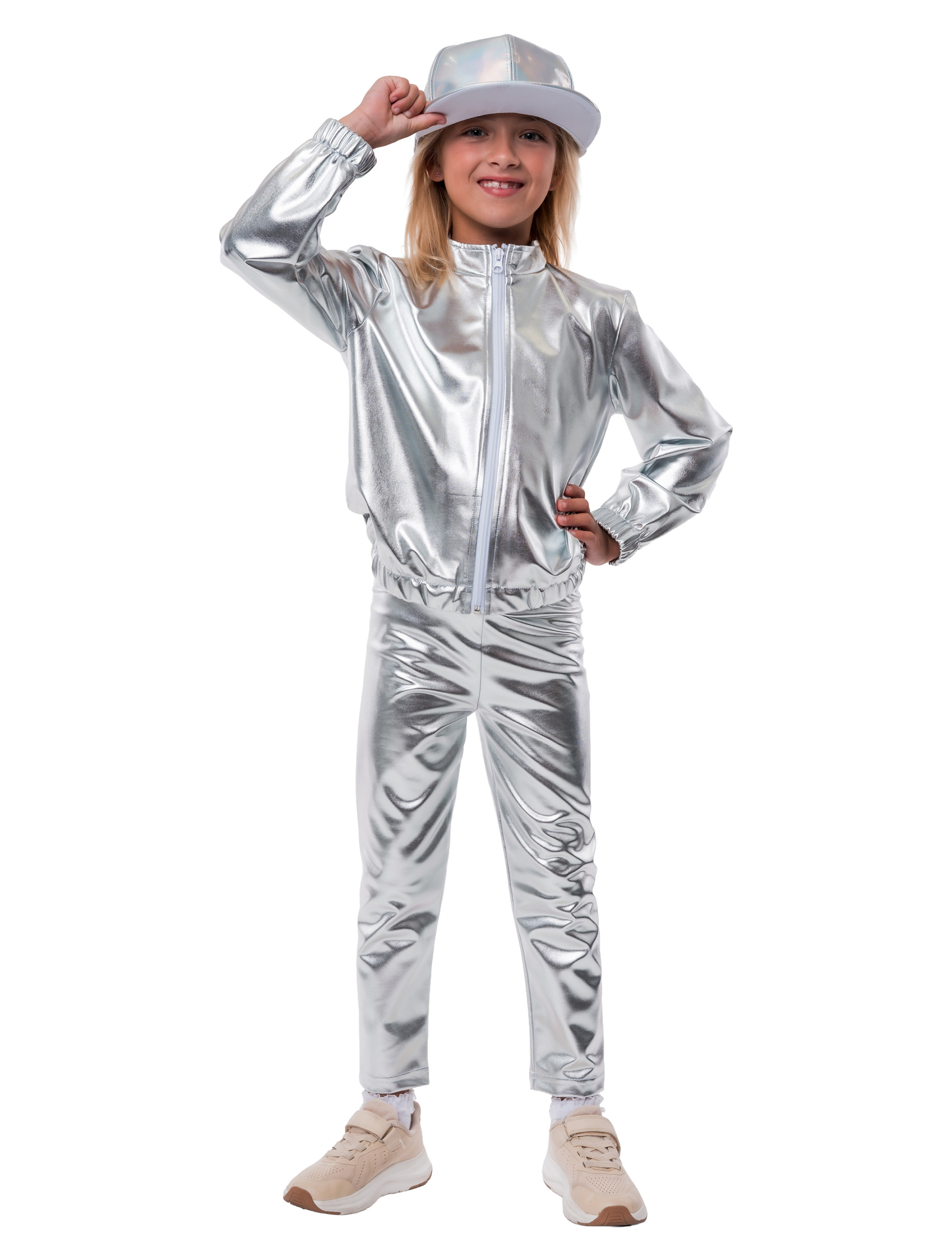 Leggings Metallic Kinder silber 116